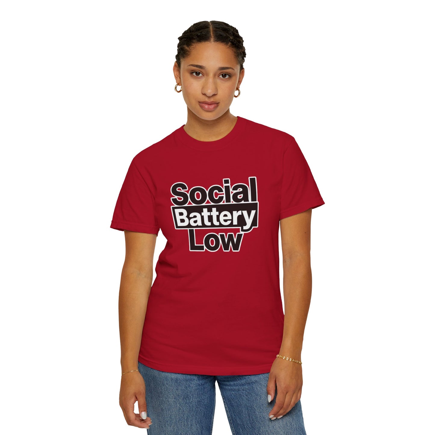 Social Battery Low Tee - Minimalist Edgy Streetwear | Comfort Colors
