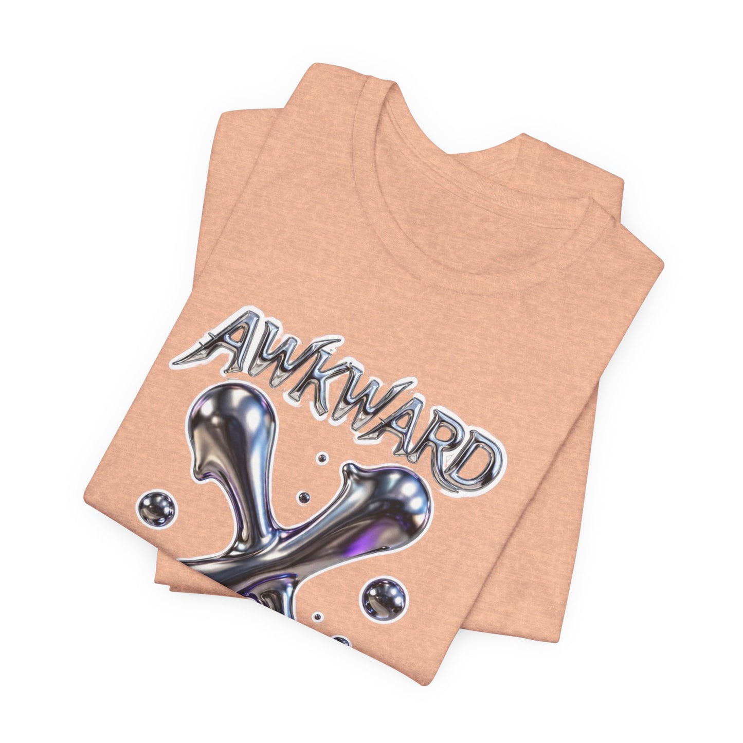 Awkward Club Tee — Heather Aqua Y2K 3D Chrome ‘AWKWARD’ Streetwear