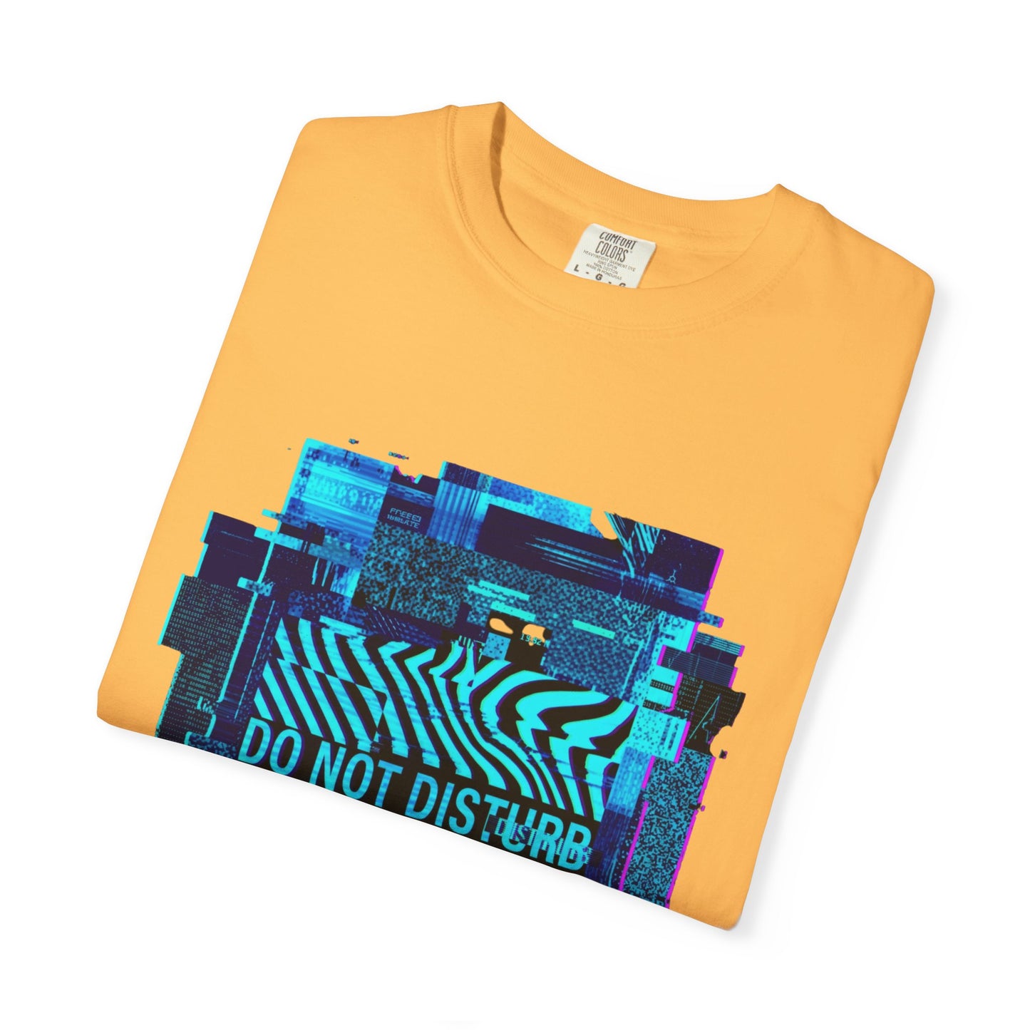 AWKWARD. Garment-Dyed Tee — Minimal Front, Neon Glitch Back