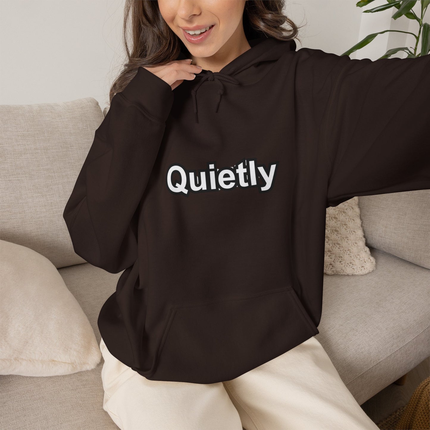 Quietly Overthinking Hoodie | Minimalist Abstract Streetwear | Gildan Heavy Blend
