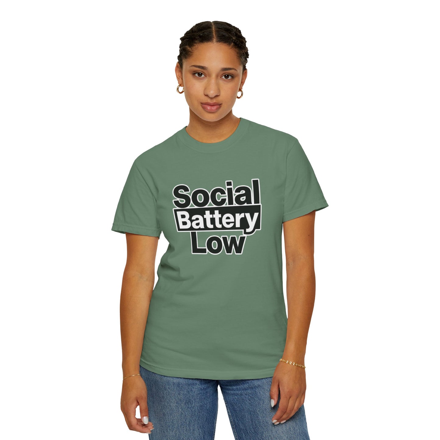Social Battery Low Tee - Minimalist Edgy Streetwear | Comfort Colors
