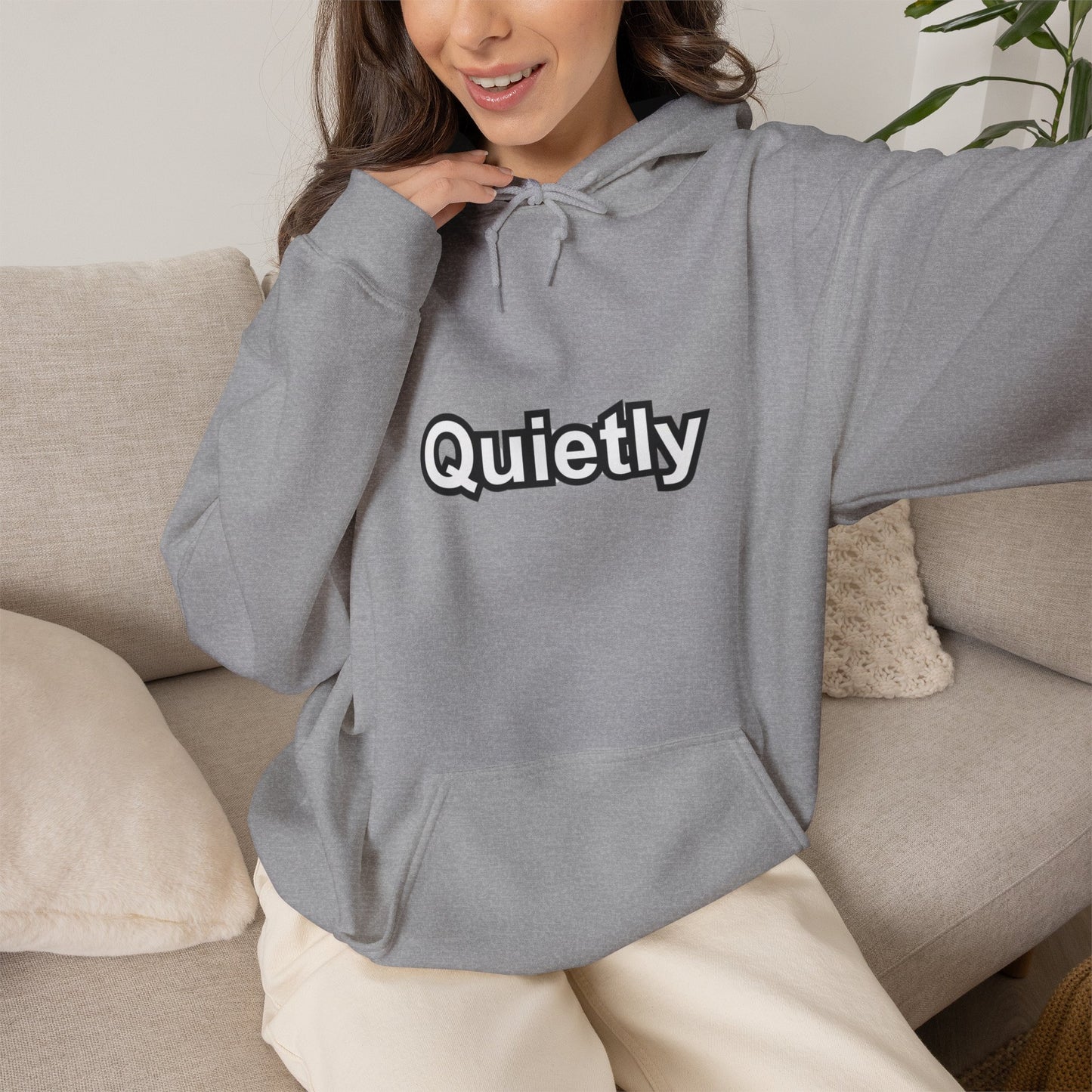 Quietly Overthinking Hoodie | Minimalist Abstract Streetwear | Gildan Heavy Blend