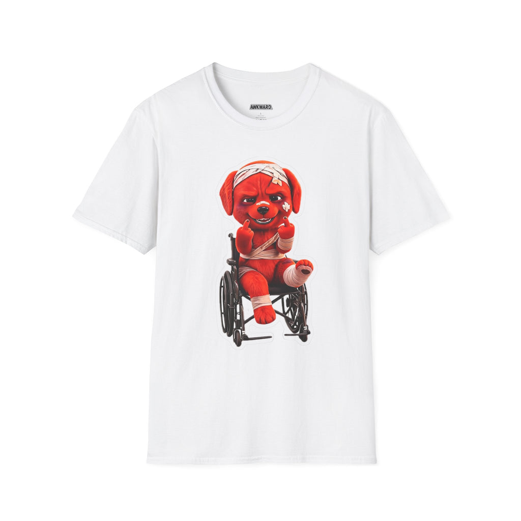 3D Injured Red Dog T-Shirt — 'Damaged But Surviving' Edgy Streetwear