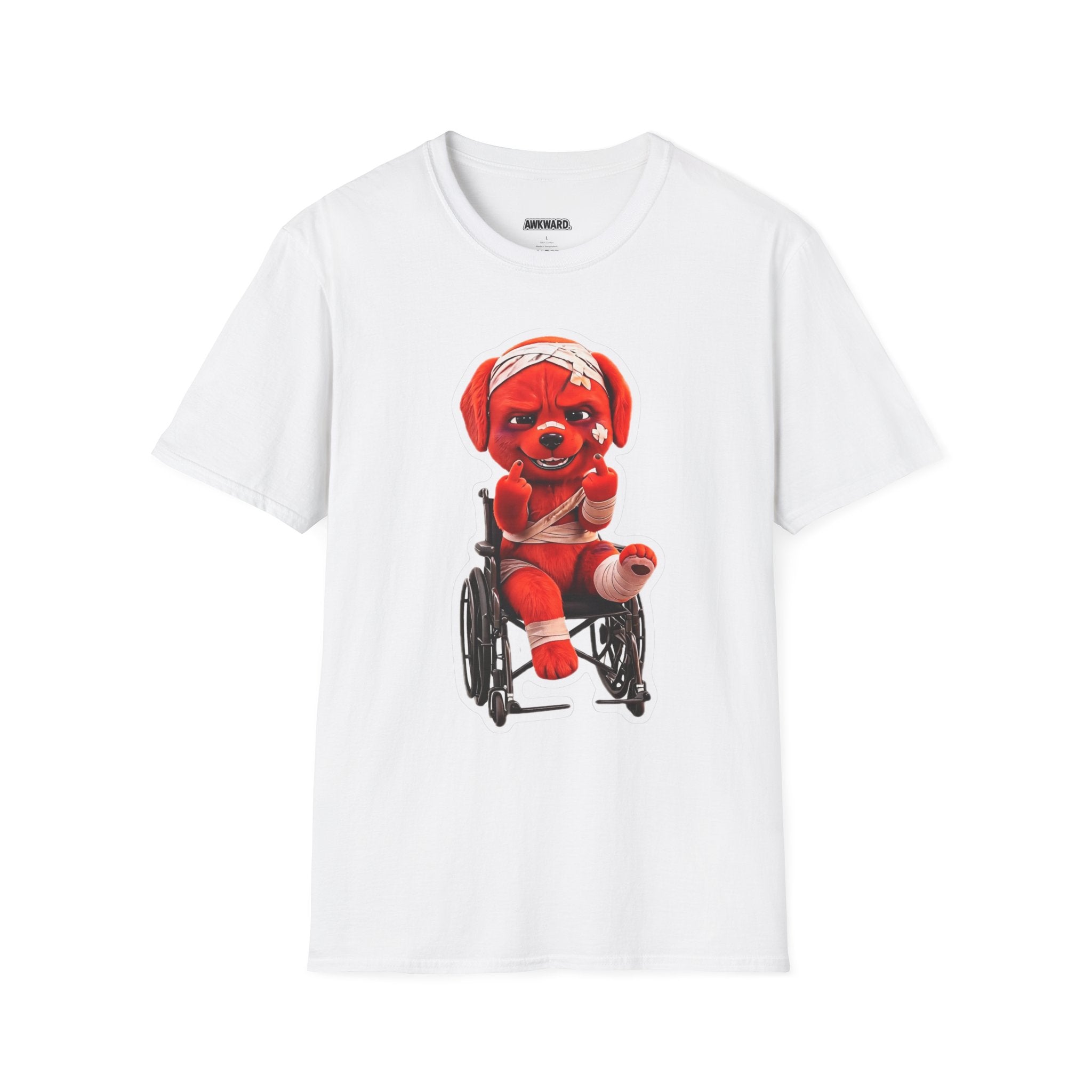 3D Injured Red Dog T-Shirt — 'Damaged But Surviving' Edgy Streetwear