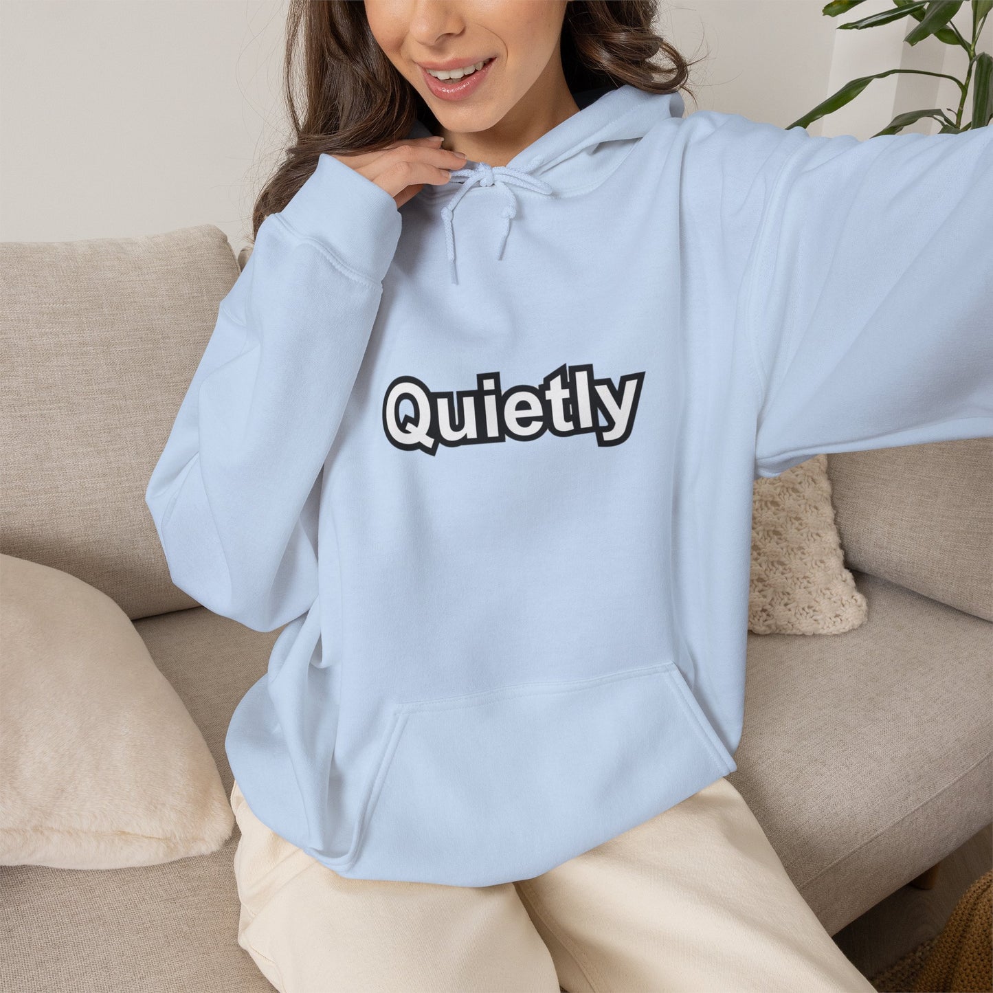 Quietly Overthinking Hoodie | Minimalist Abstract Streetwear | Gildan Heavy Blend