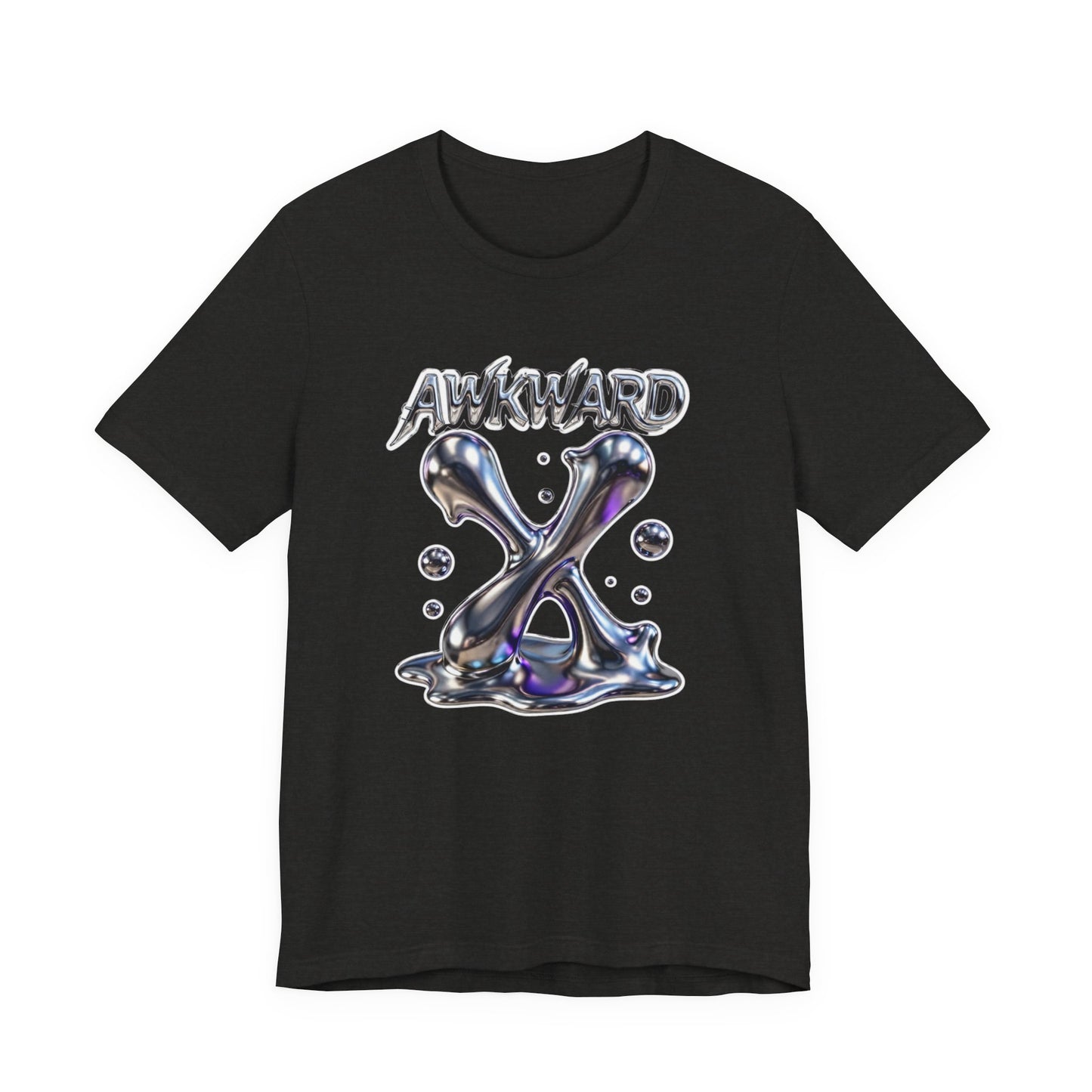 Awkward Club Tee — Heather Aqua Y2K 3D Chrome ‘AWKWARD’ Streetwear