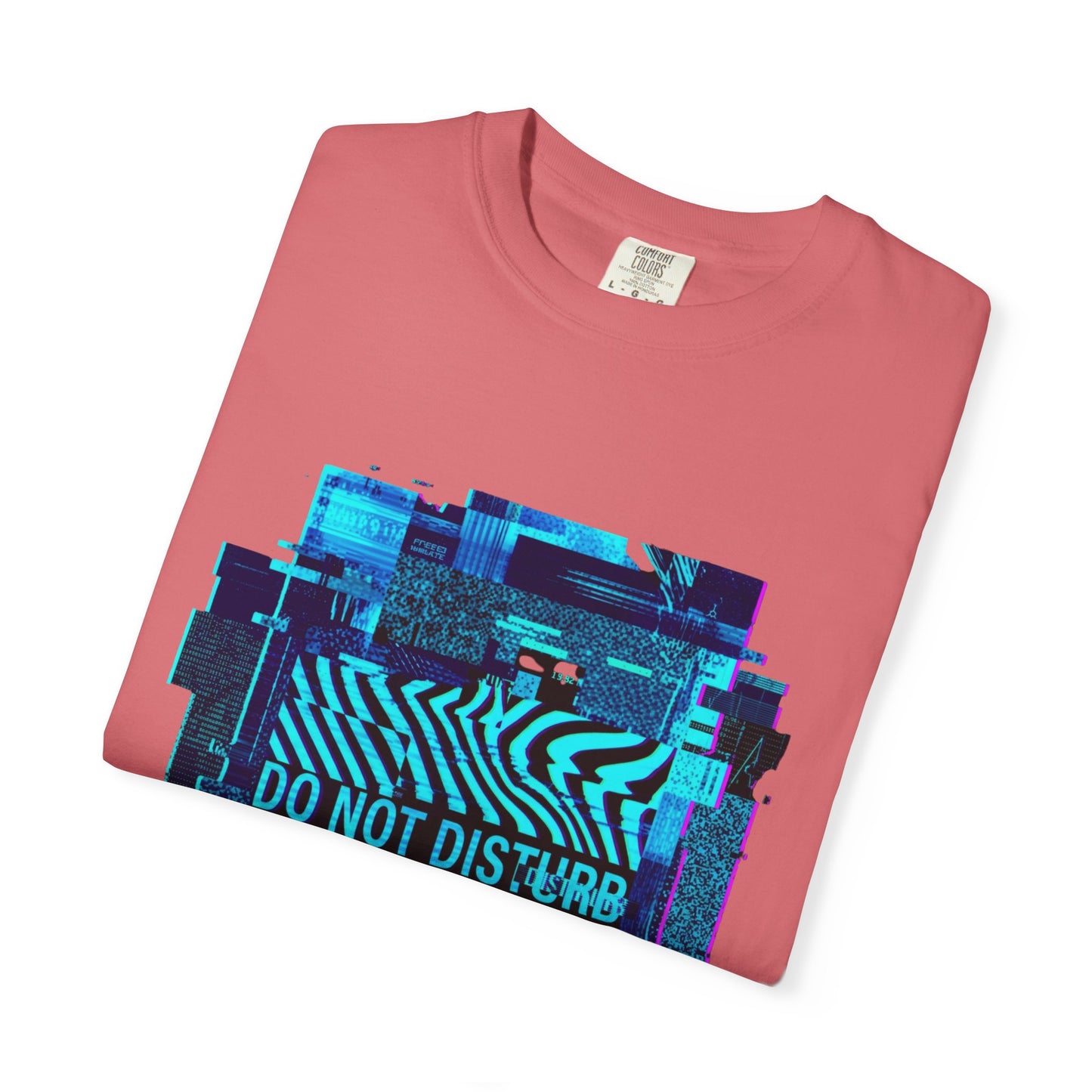 AWKWARD. Garment-Dyed Tee — Minimal Front, Neon Glitch Back