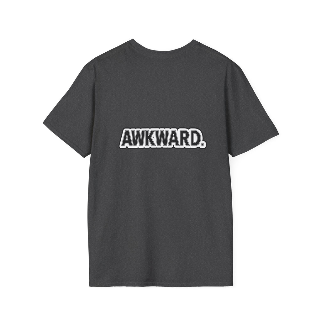 Sad Bandaged Dog Wheelchair T-Shirt — "AWKWARD." Grunge Anti‑Social Tee