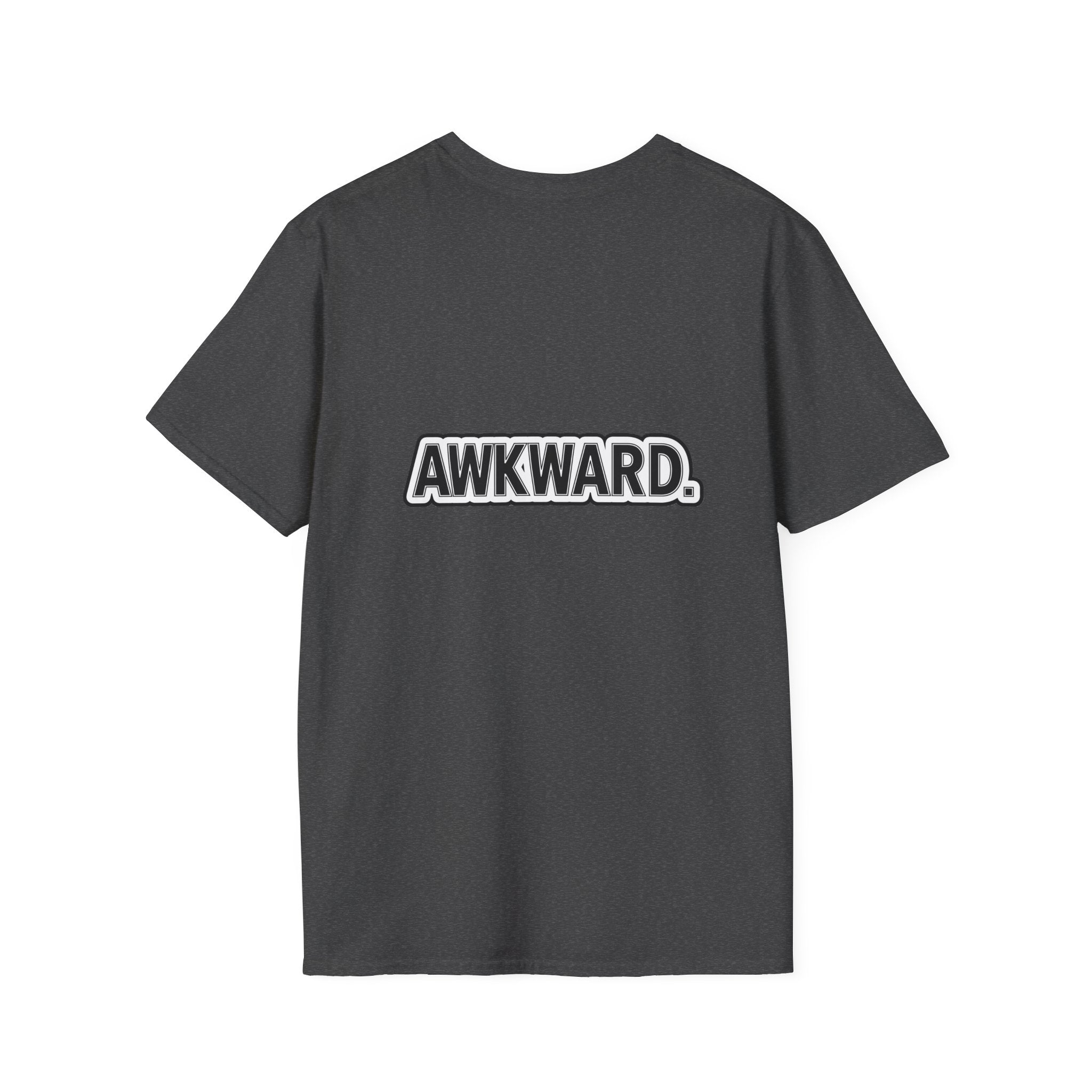 Sad Bandaged Dog Wheelchair T-Shirt — "AWKWARD." Grunge Anti‑Social Tee