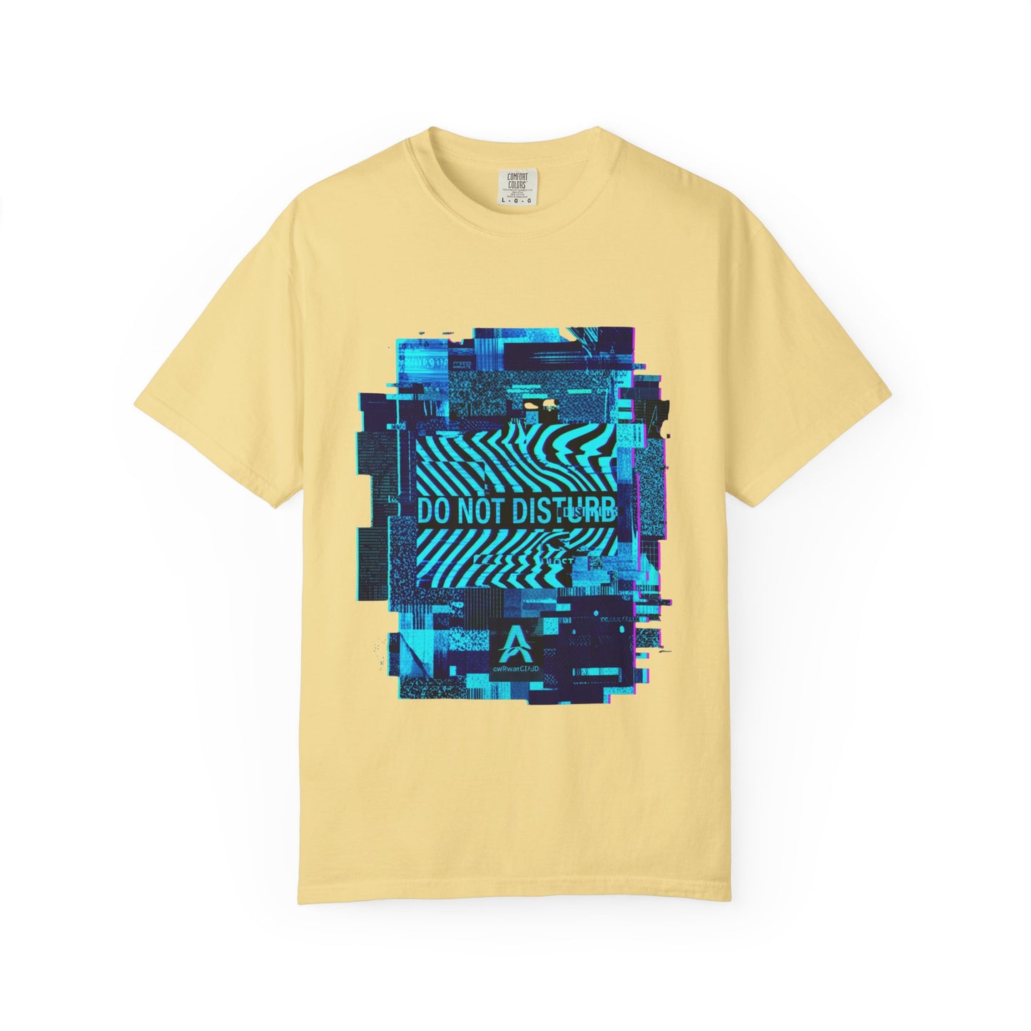AWKWARD. Garment-Dyed Tee — Minimal Front, Neon Glitch Back