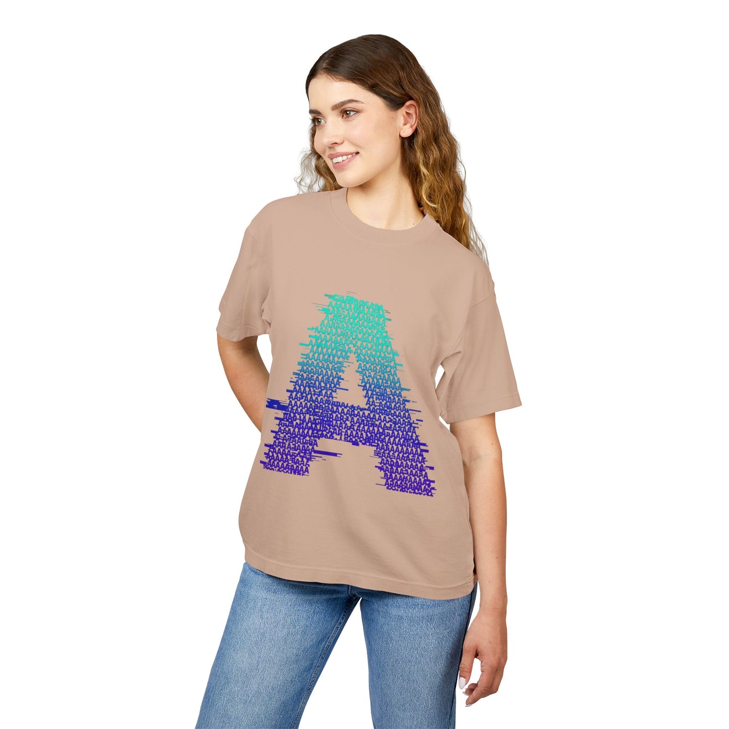 Awkward 'A' Glitch Tee — Teal-to-Purple Streetwear for Introverts