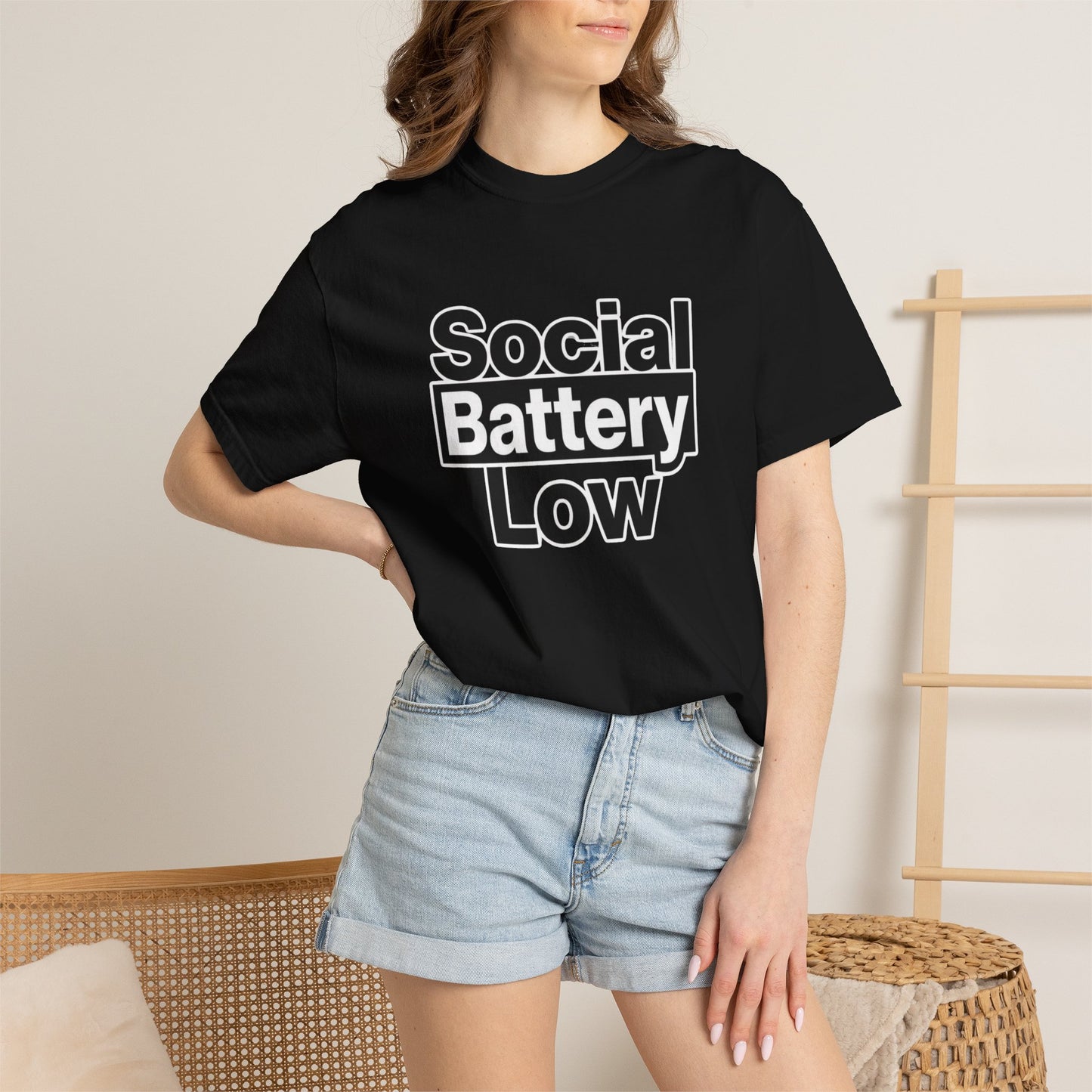 Social Battery Low Tee - Minimalist Edgy Streetwear | Comfort Colors