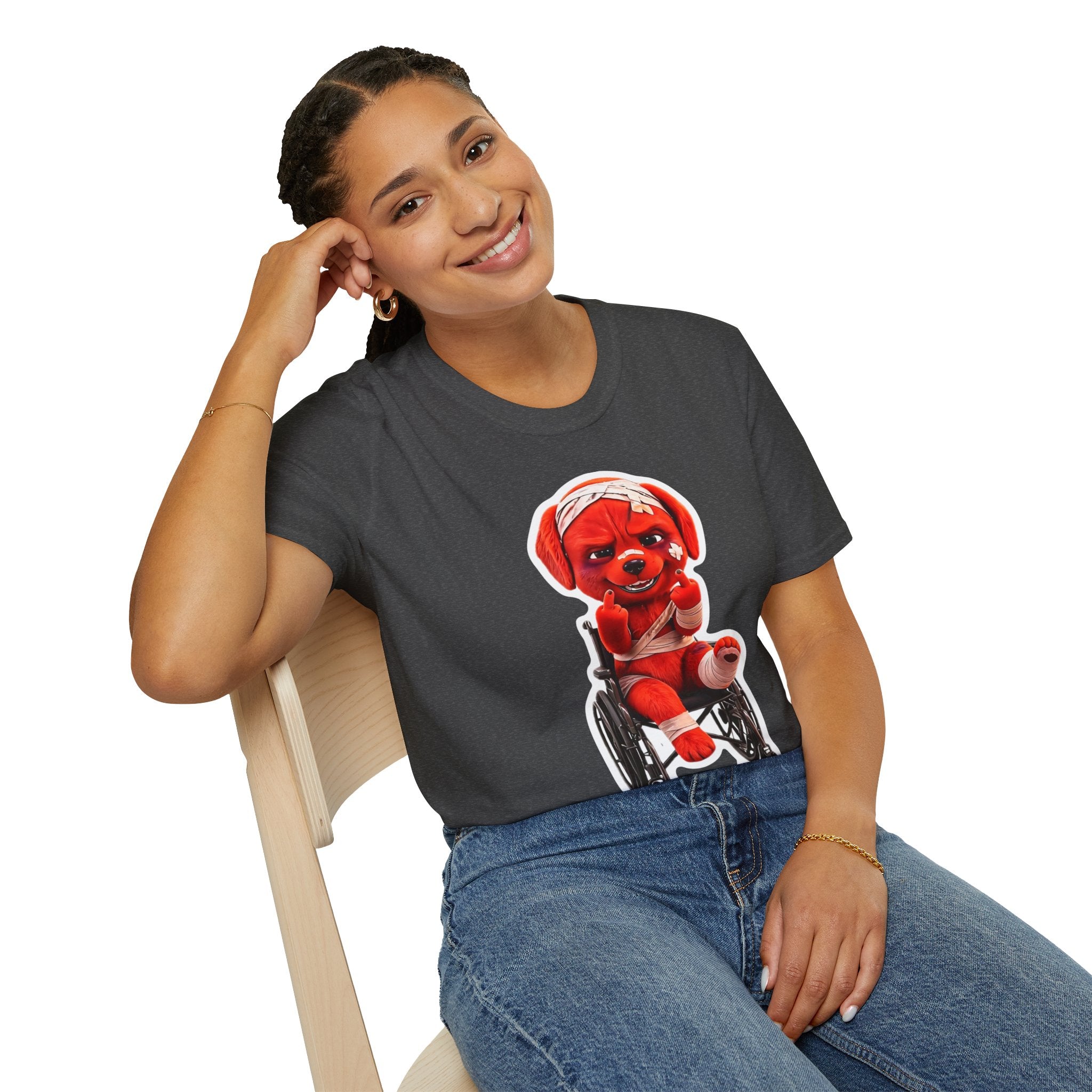 3D Injured Red Dog T-Shirt — 'Damaged But Surviving' Edgy Streetwear