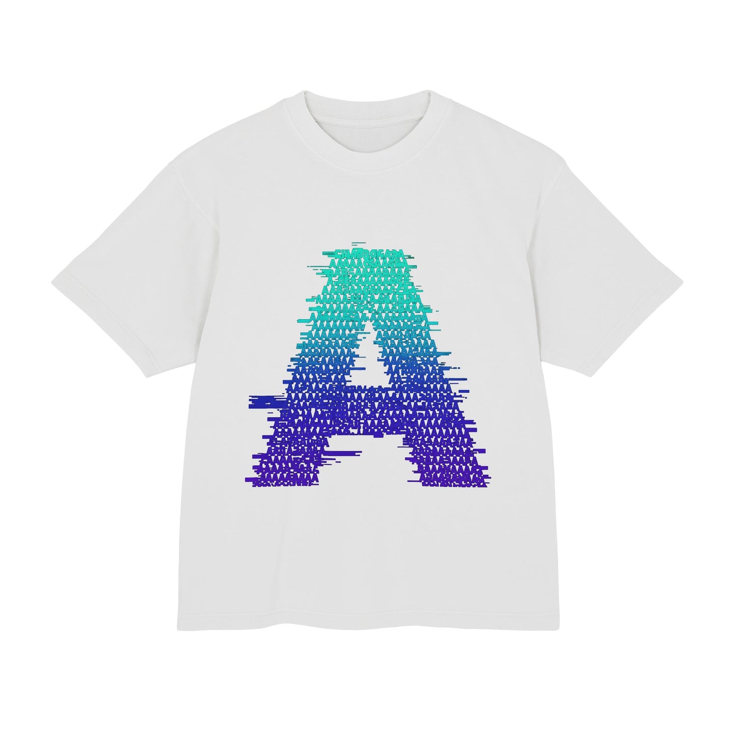 Awkward 'A' Glitch Tee — Teal-to-Purple Streetwear for Introverts