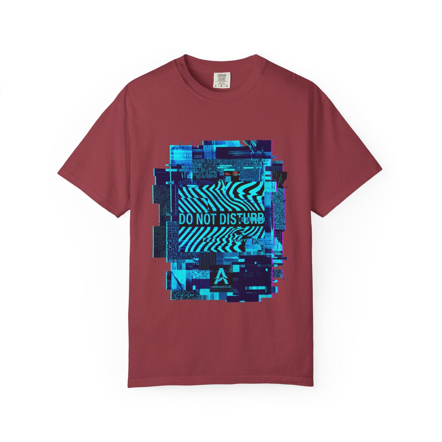 AWKWARD. Garment-Dyed Tee — Minimal Front, Neon Glitch Back
