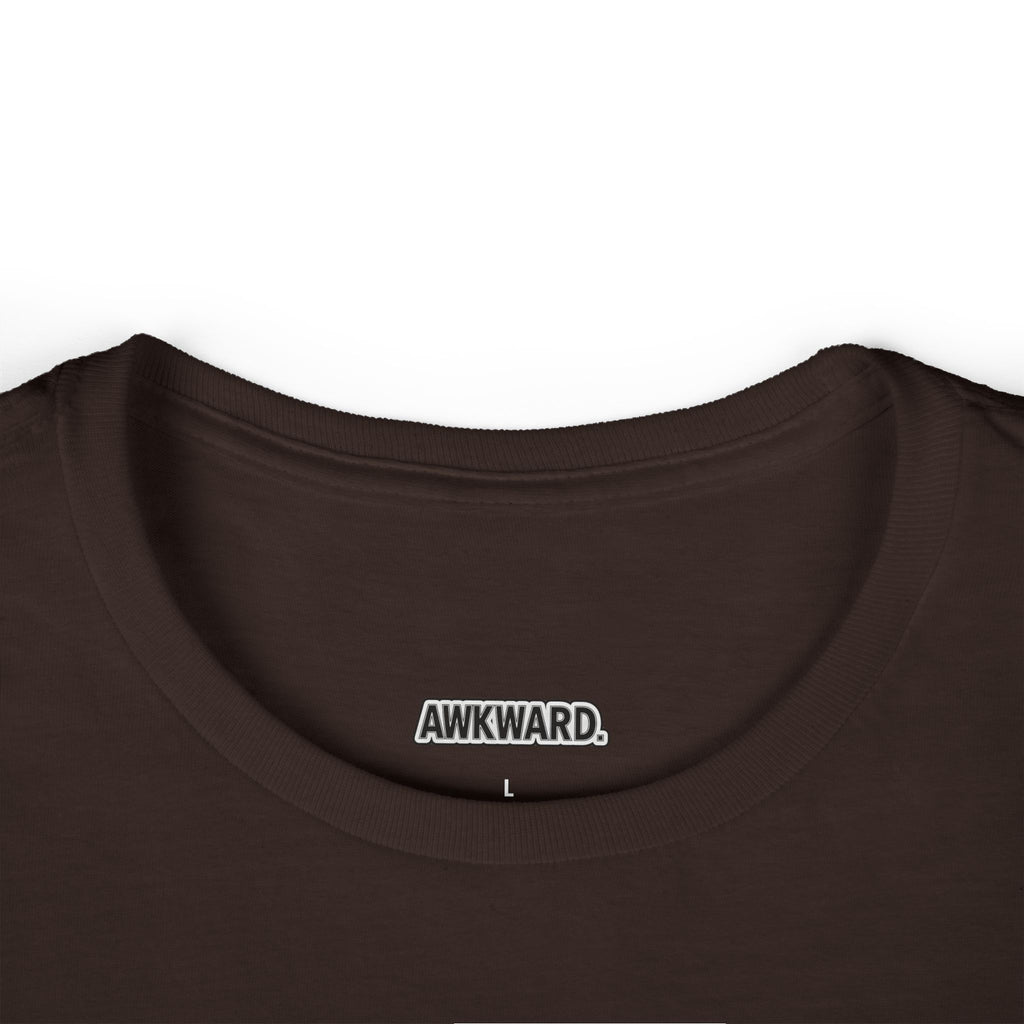 AWKWARD. Women's Softstyle Tee — Soft Feminine Fit with Dark-Humor Bandaged Dog Graphic