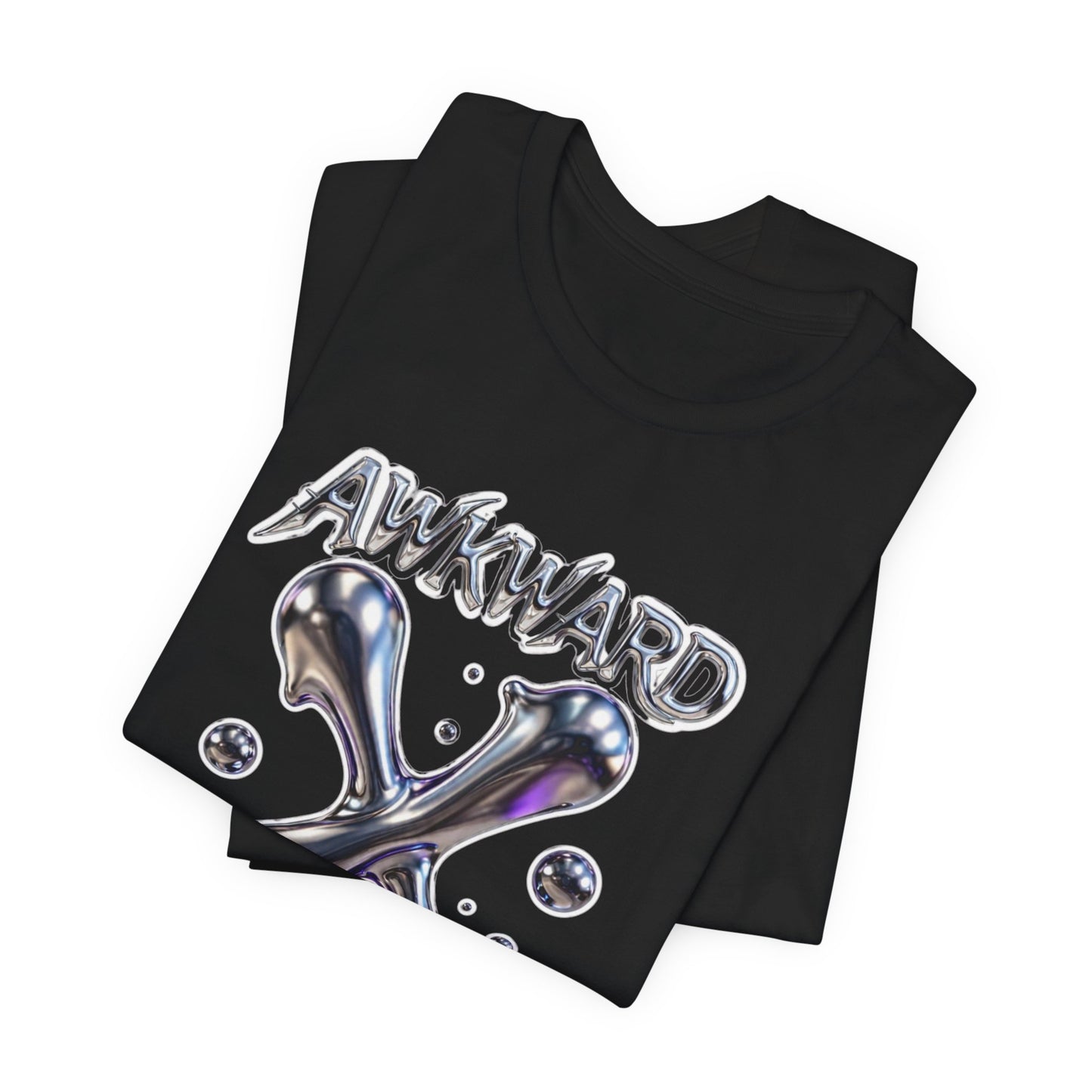 Awkward Club Tee — Heather Aqua Y2K 3D Chrome ‘AWKWARD’ Streetwear