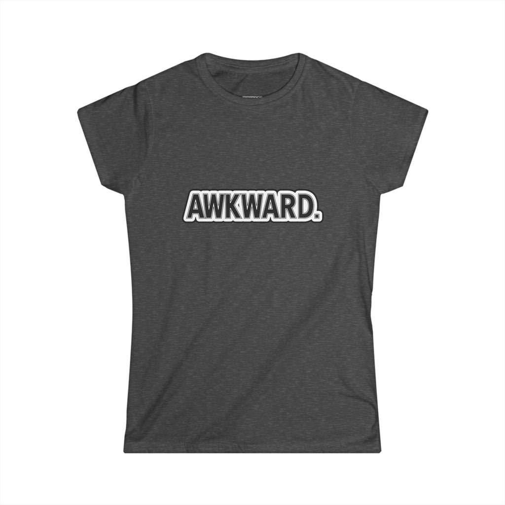AWKWARD. Women's Softstyle Tee — Soft Feminine Fit with Dark-Humor Bandaged Dog Graphic