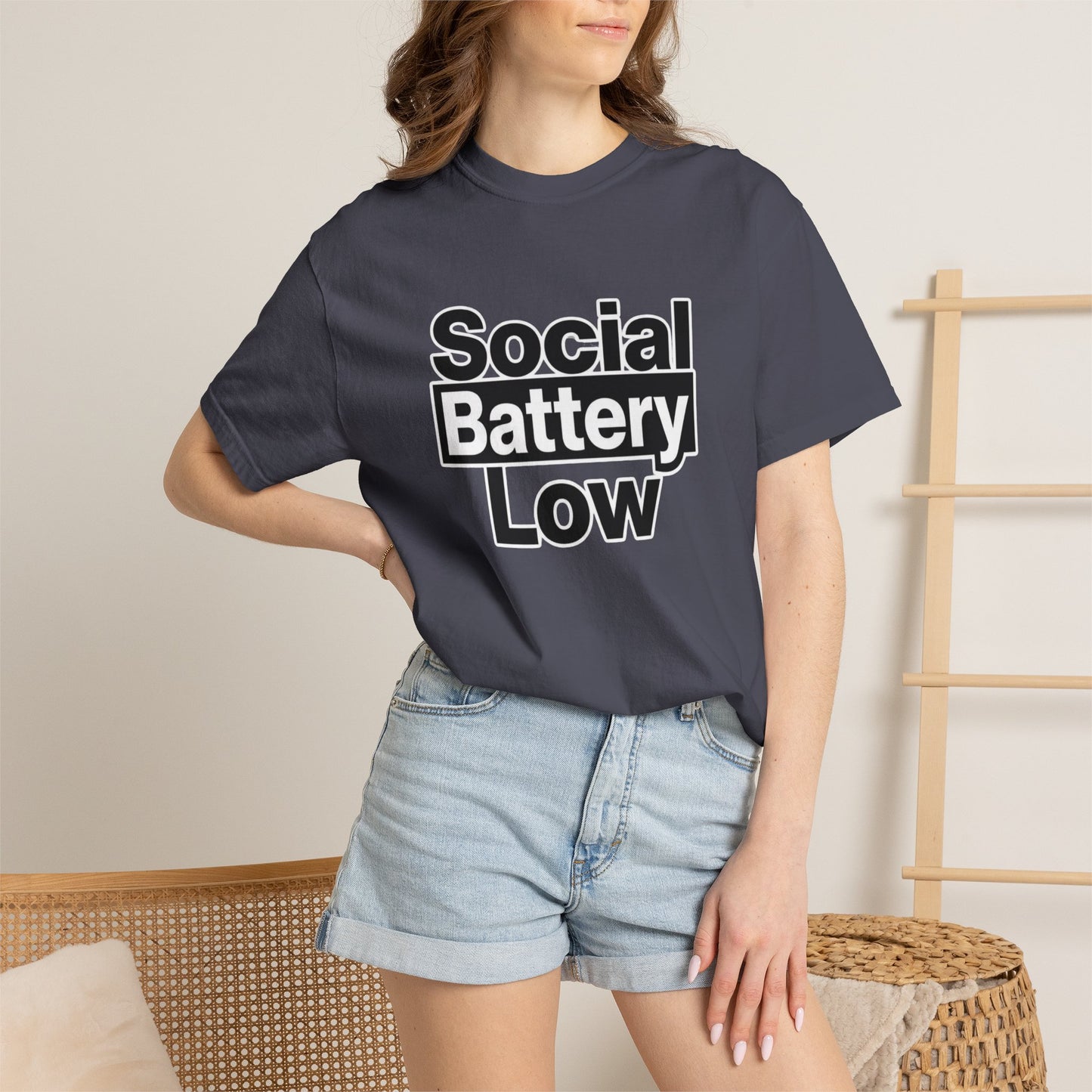 Social Battery Low Tee - Minimalist Edgy Streetwear | Comfort Colors