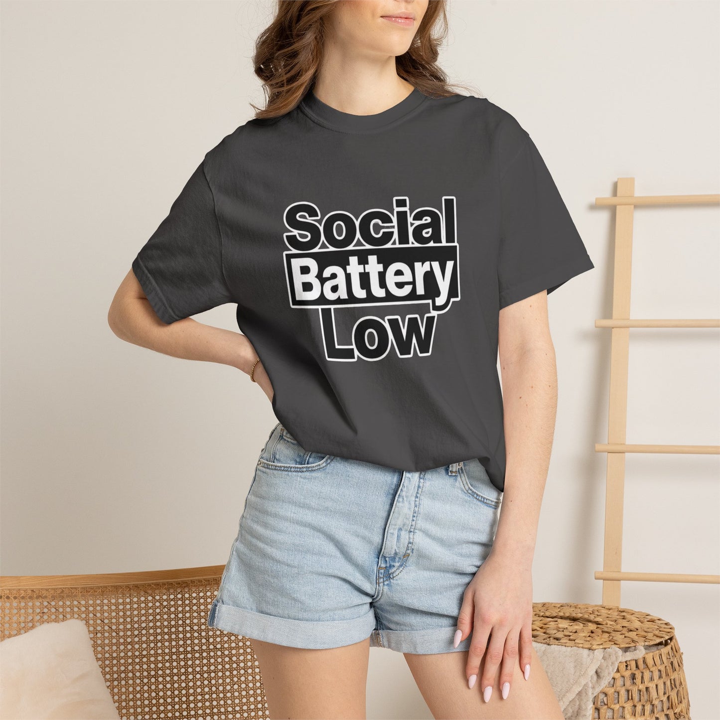 Social Battery Low Tee - Minimalist Edgy Streetwear | Comfort Colors