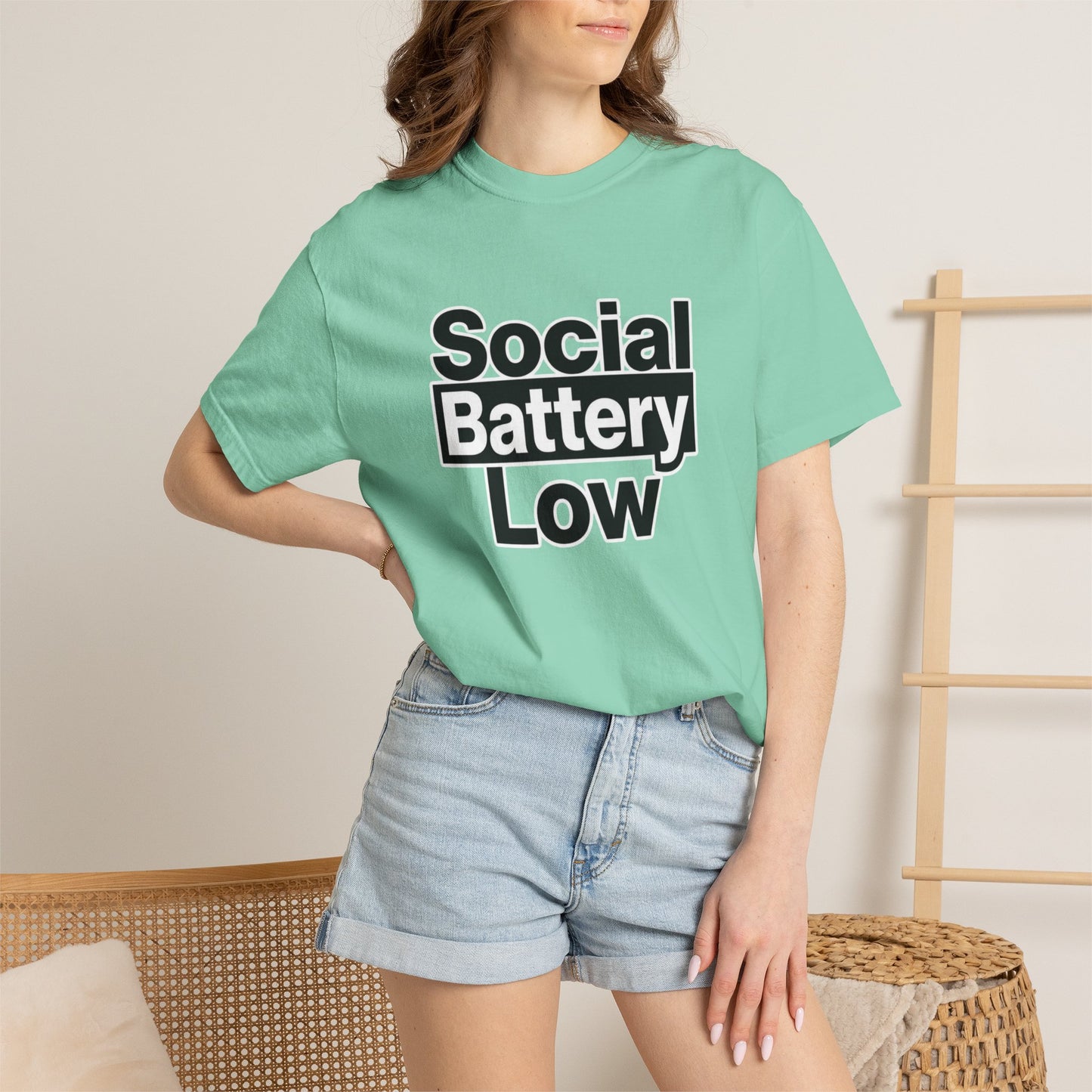 Social Battery Low Tee - Minimalist Edgy Streetwear | Comfort Colors