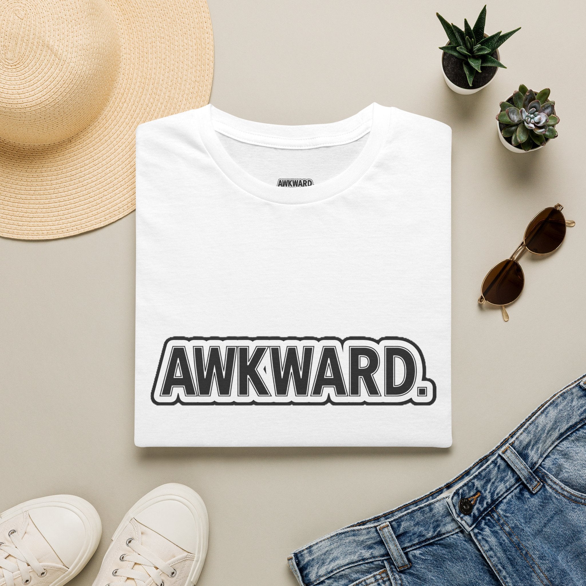 AWKWARD. T-Shirt — Cute Lonely Robot ‘Low Social Battery’ Introvert Tee
