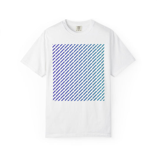 3D Geometric Optical Illusion T-Shirt — Light Blue Streetwear Pattern