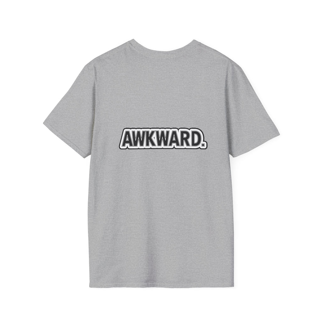 Sad Bandaged Dog Wheelchair T-Shirt — "AWKWARD." Grunge Anti‑Social Tee