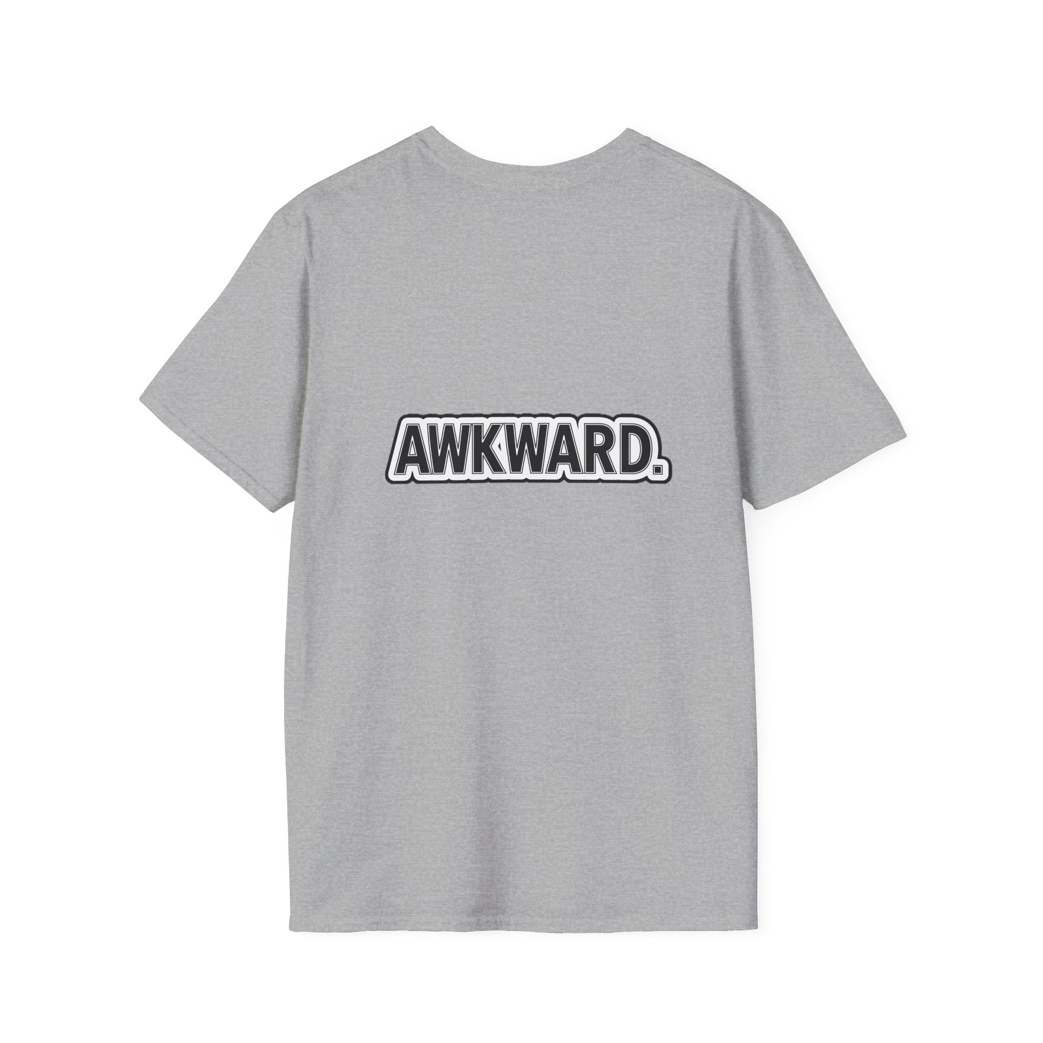 Sad Bandaged Dog Wheelchair T-Shirt — "AWKWARD." Grunge Anti‑Social Tee