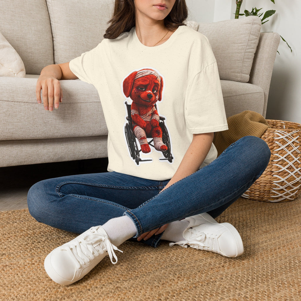 AWKWARD. Bandaged Red Dog T-Shirt — Dark Humor Grunge Y2K Streetwear