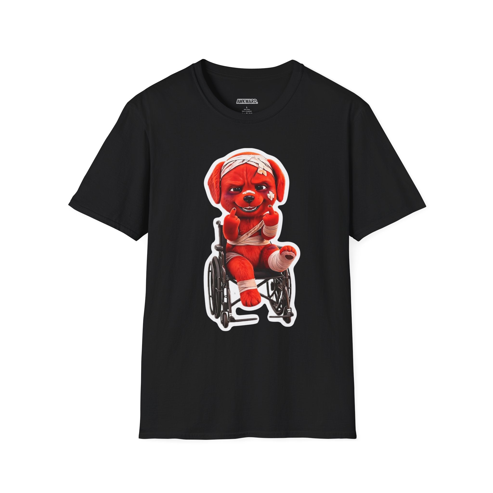 3D Injured Red Dog T-Shirt — 'Damaged But Surviving' Edgy Streetwear