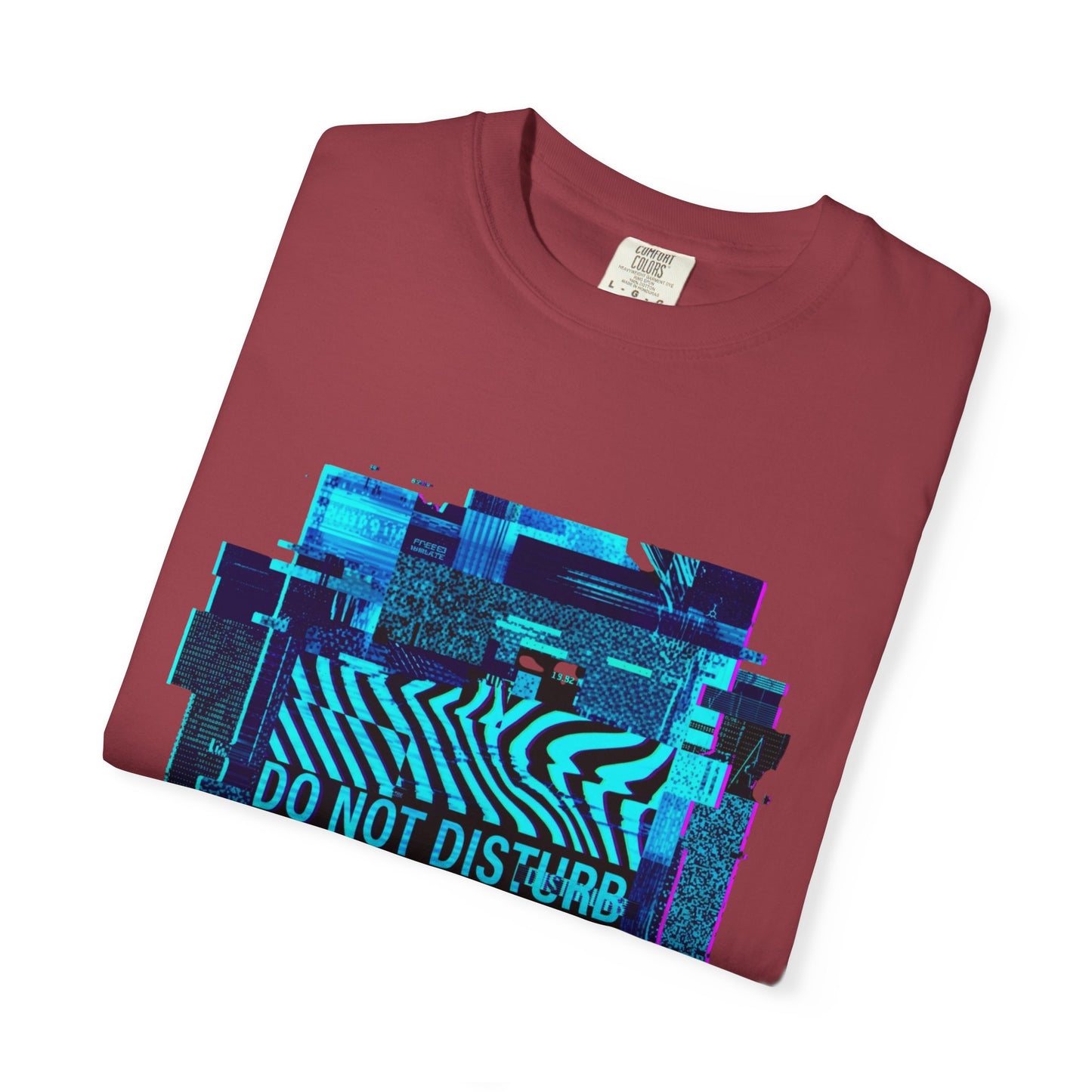 AWKWARD. Garment-Dyed Tee — Minimal Front, Neon Glitch Back