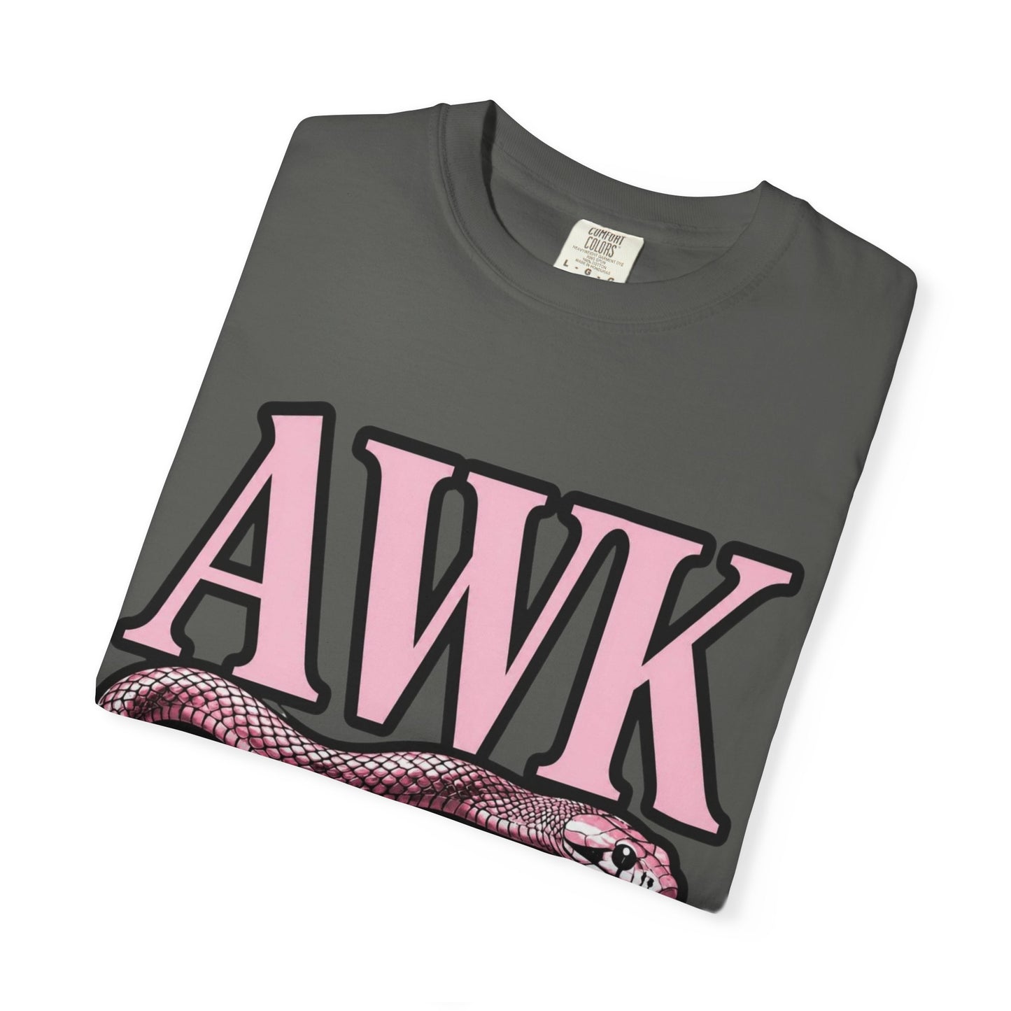 AWKWARD Snake Tee — Retro Pink Graphic T-Shirt for Her