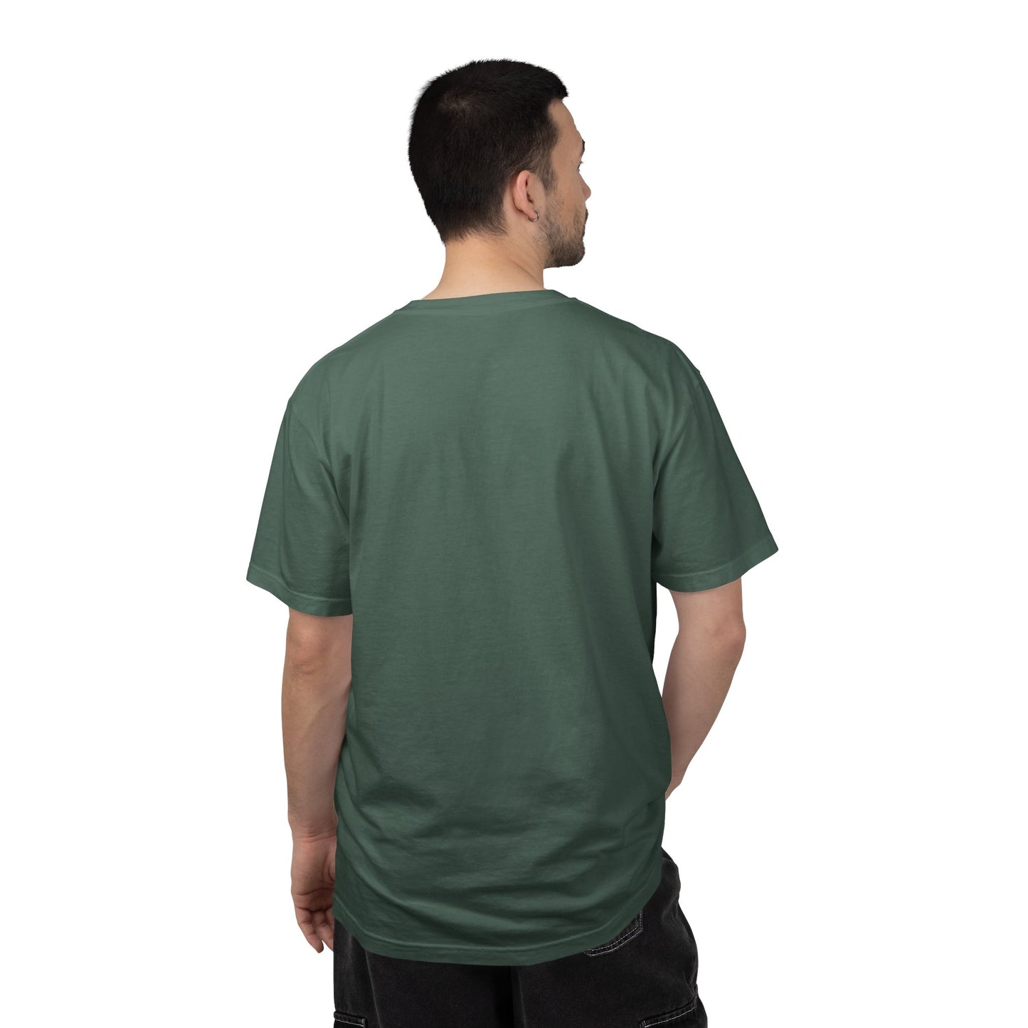 AWKWARD. Garment-Dyed Tee — Minimal Front, Neon Glitch Back