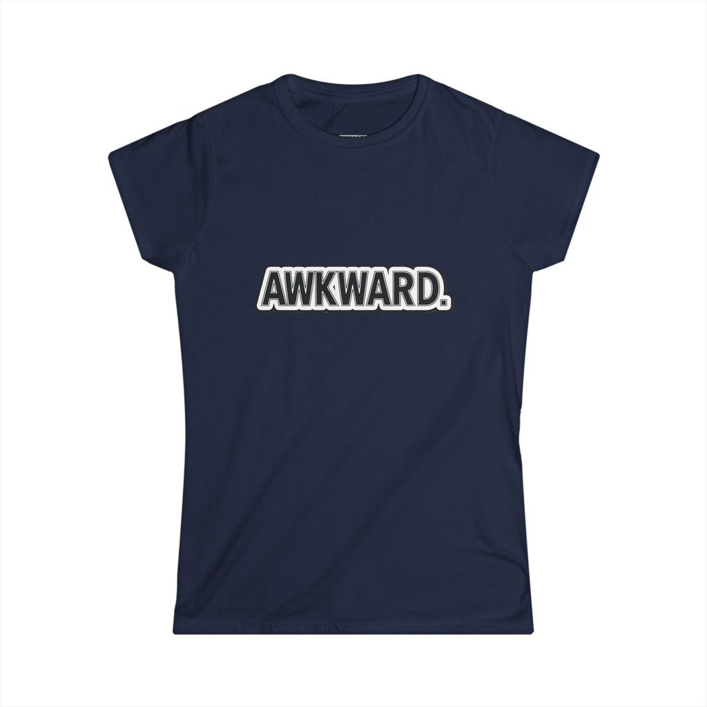 AWKWARD. Women's Softstyle Tee — Soft Feminine Fit with Dark-Humor Bandaged Dog Graphic