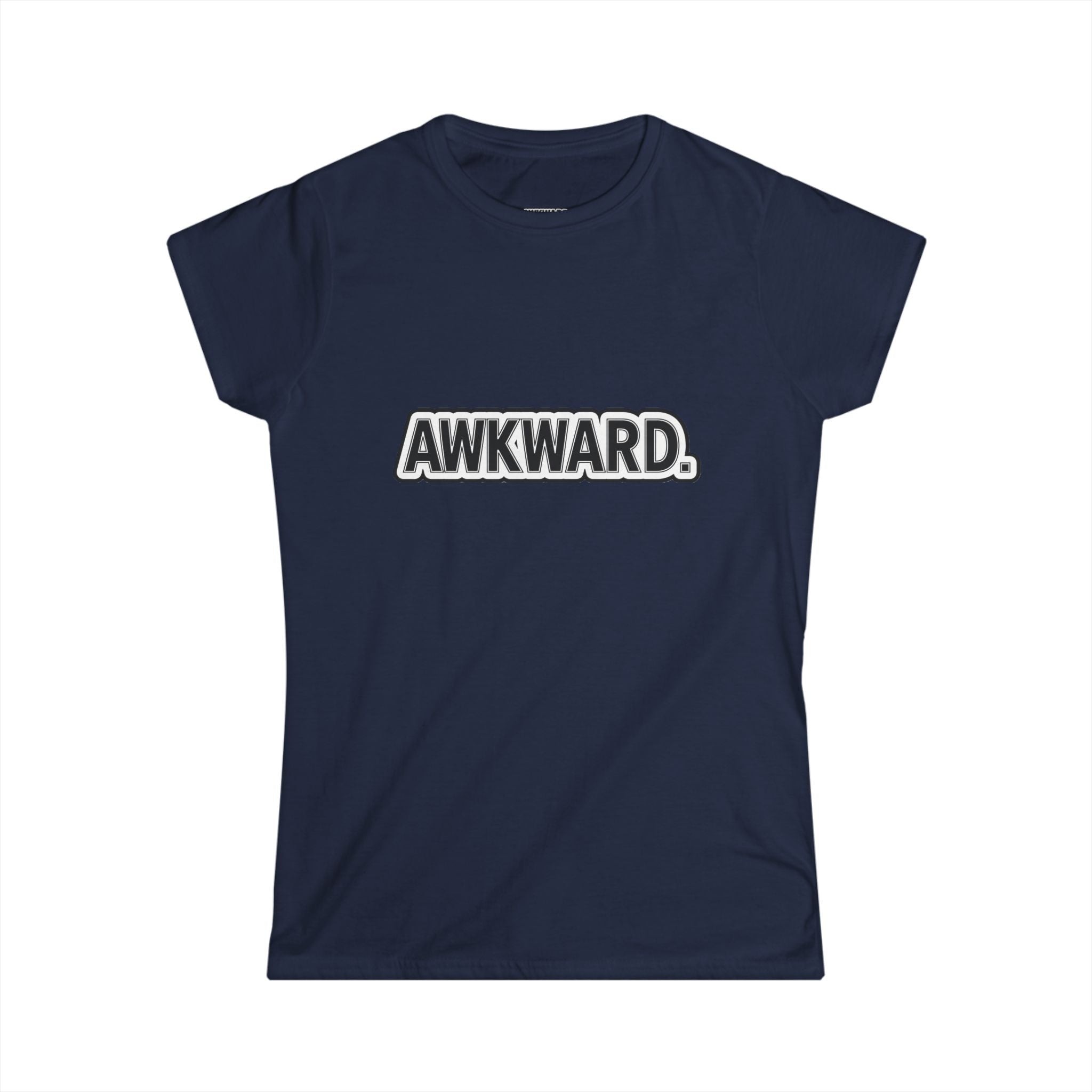 AWKWARD. Women's Softstyle Tee — Soft Feminine Fit with Dark-Humor Bandaged Dog Graphic