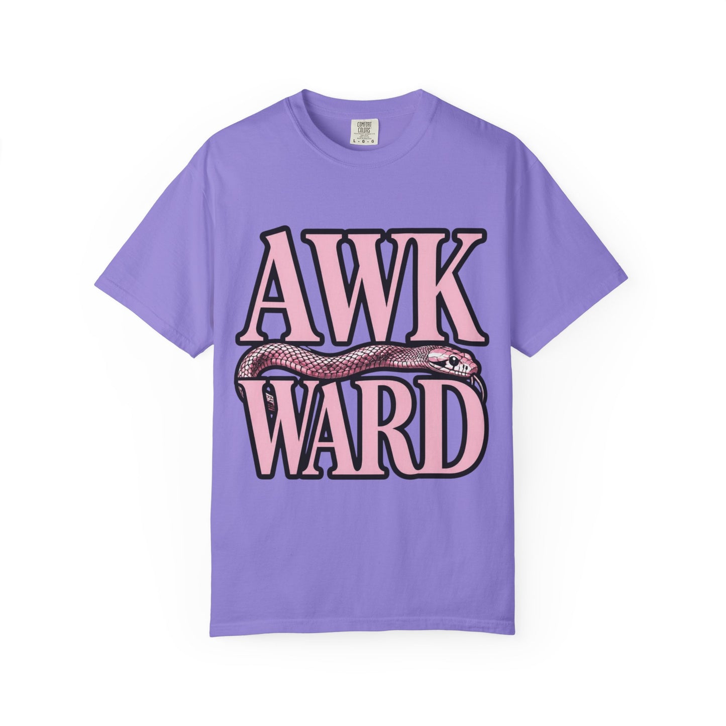 AWKWARD Snake Tee — Retro Pink Graphic T-Shirt for Her
