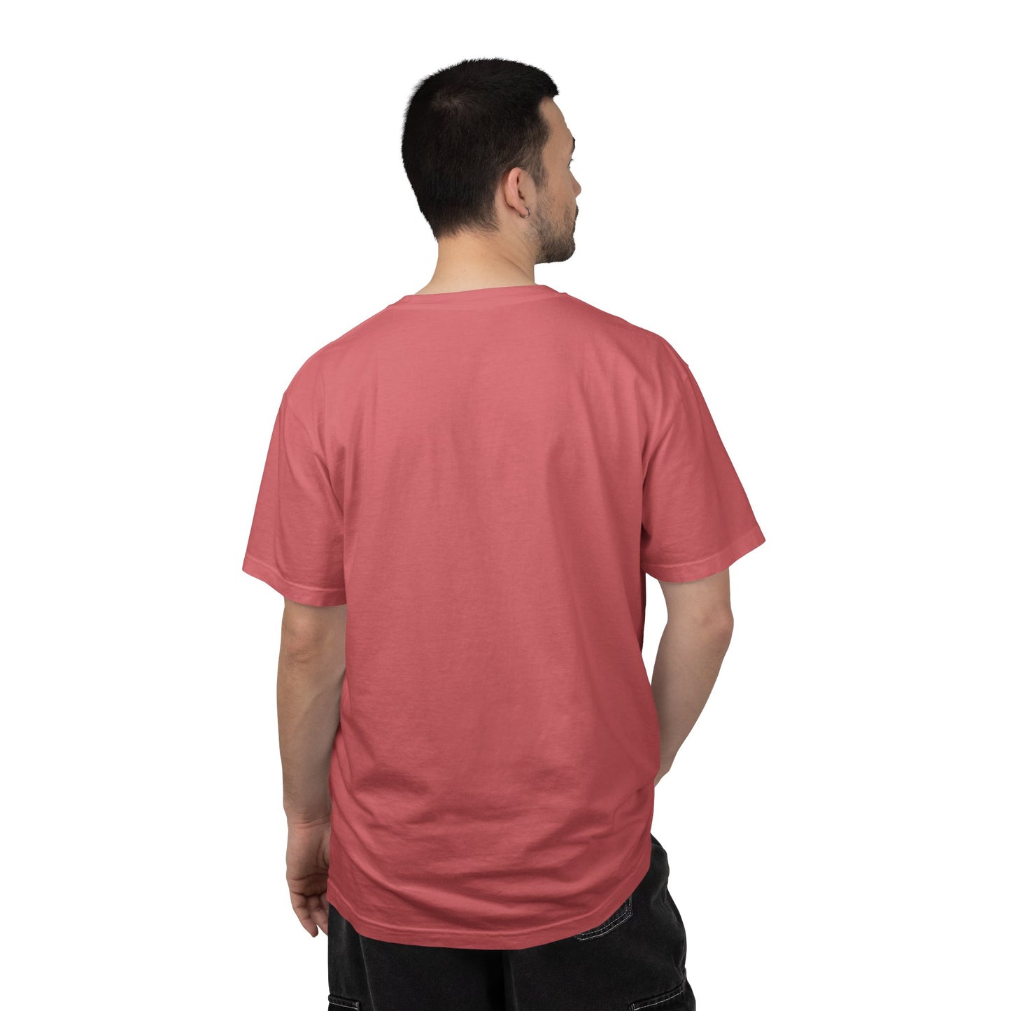 AWKWARD. Garment-Dyed Tee — Minimal Front, Neon Glitch Back