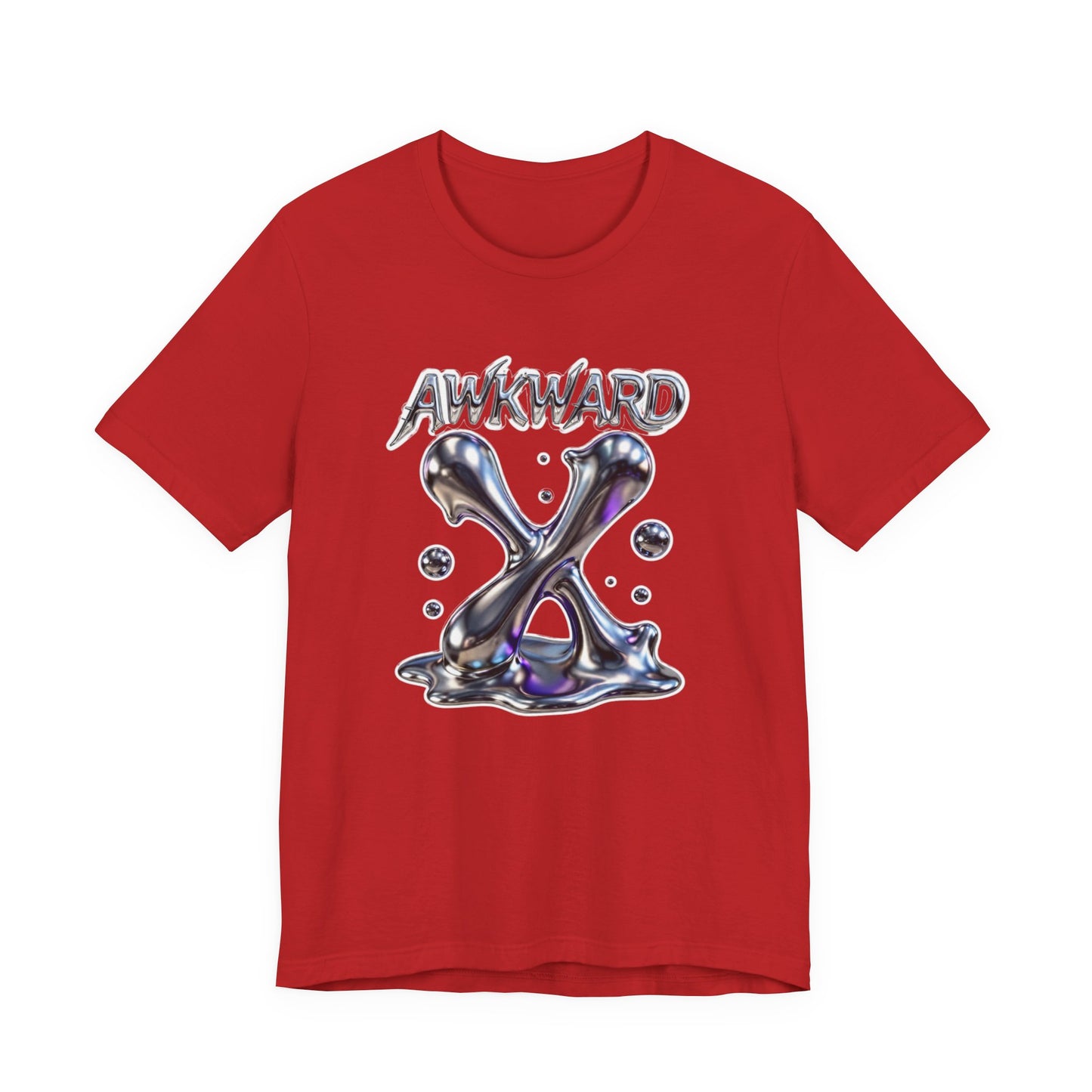 Awkward Club Tee — Heather Aqua Y2K 3D Chrome ‘AWKWARD’ Streetwear