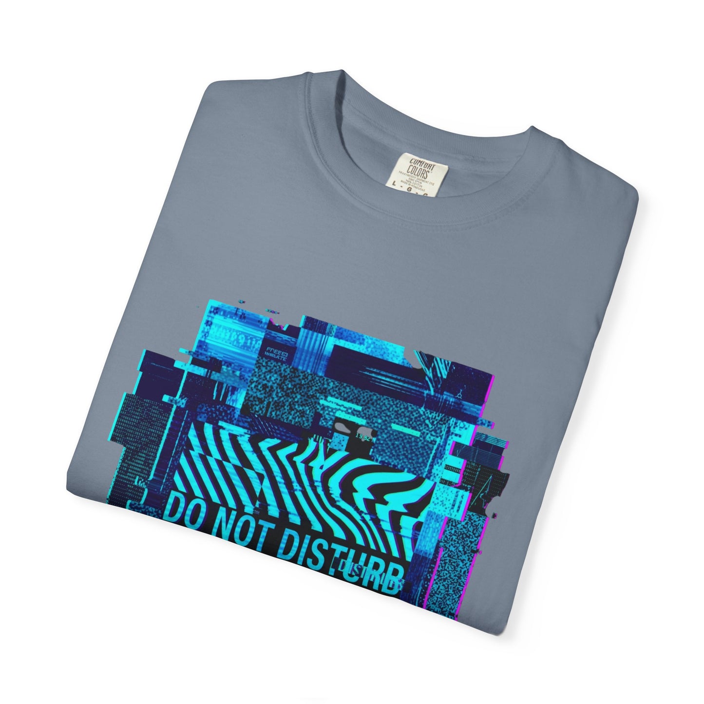 AWKWARD. Garment-Dyed Tee — Minimal Front, Neon Glitch Back