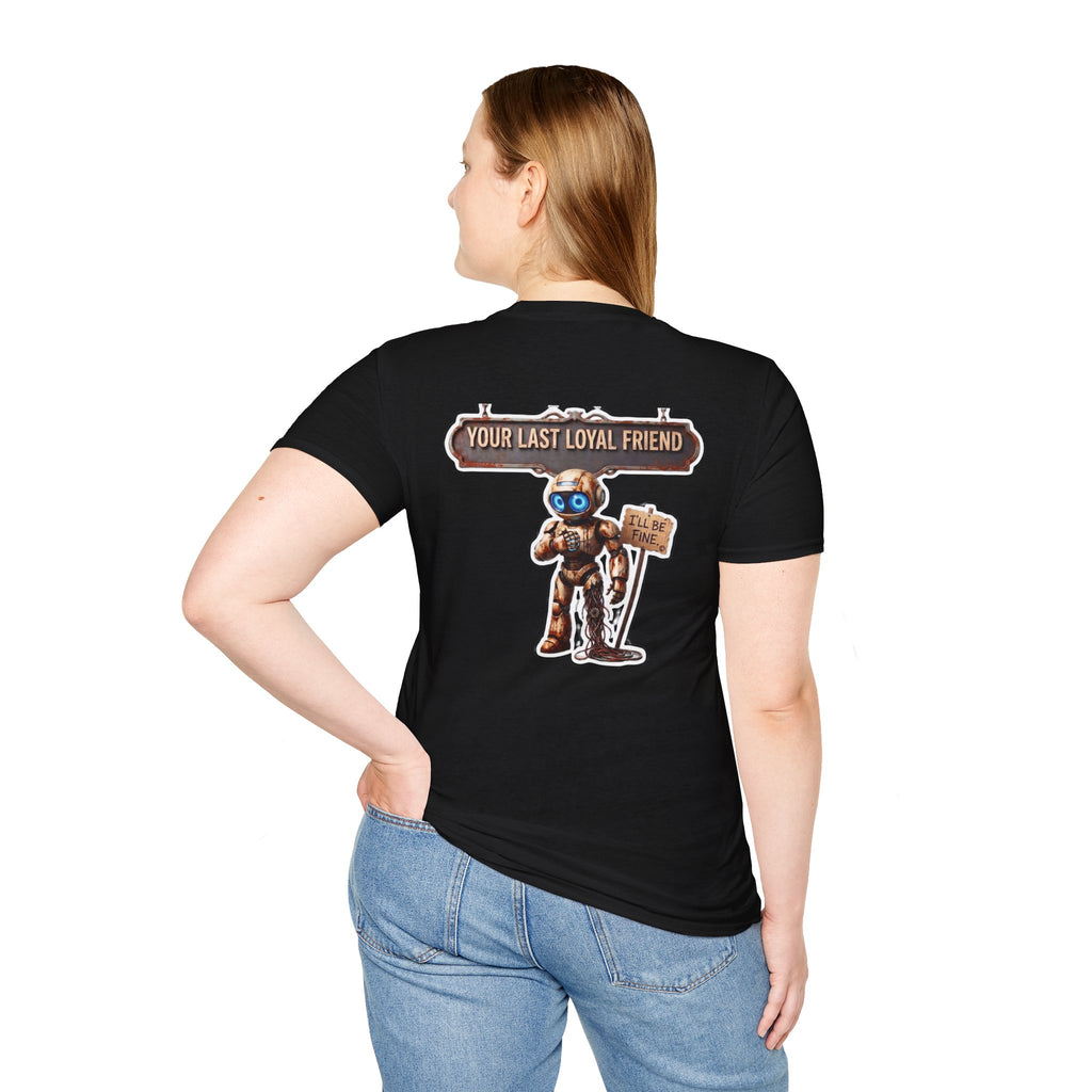 AWKWARD. T-Shirt — 3D Quirky Robot “Your Last Loyal Friend” Back Graphic