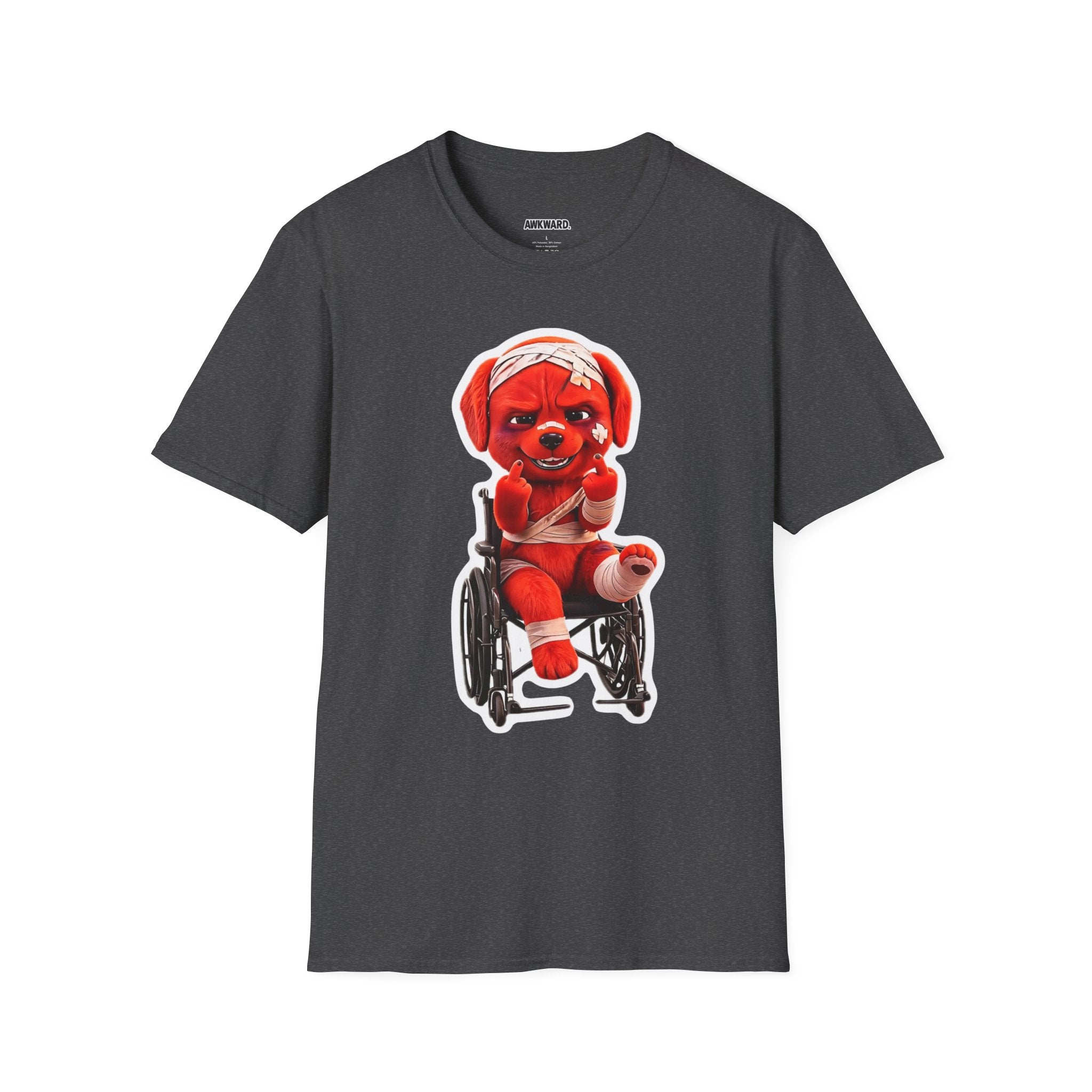 3D Injured Red Dog T-Shirt — 'Damaged But Surviving' Edgy Streetwear