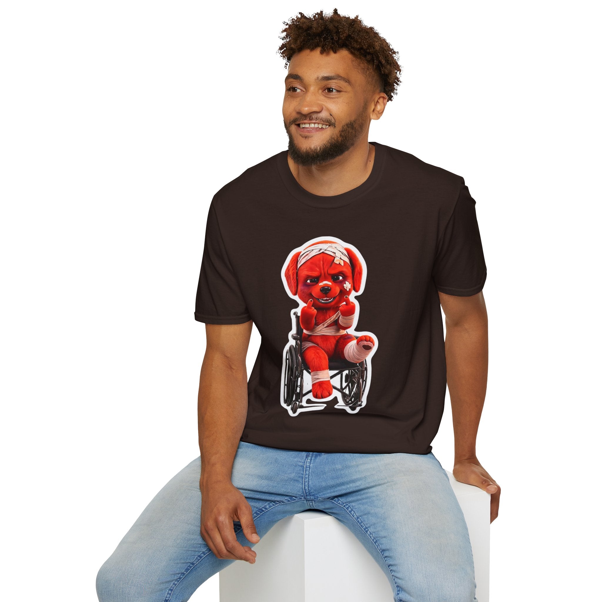 3D Injured Red Dog T-Shirt — 'Damaged But Surviving' Edgy Streetwear