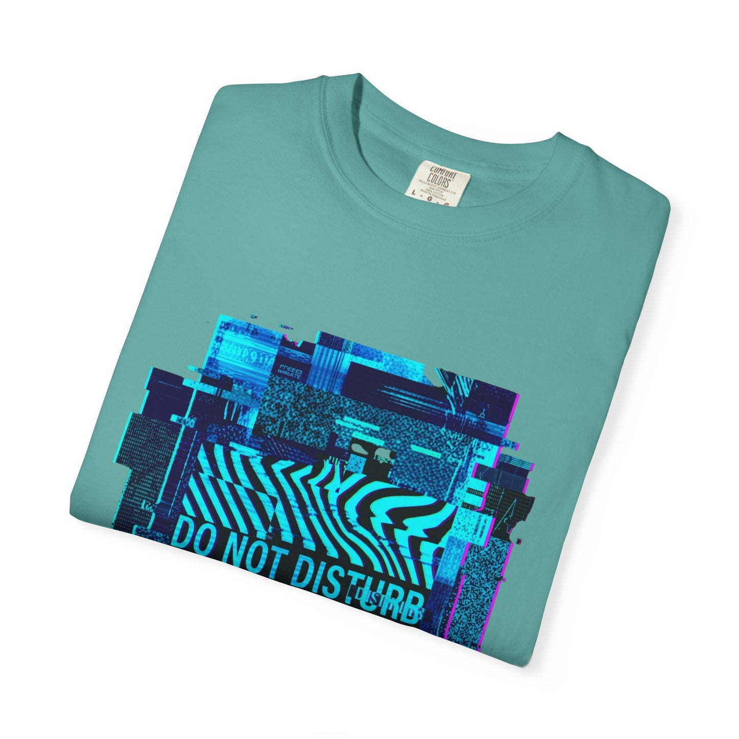 AWKWARD. Garment-Dyed Tee — Minimal Front, Neon Glitch Back
