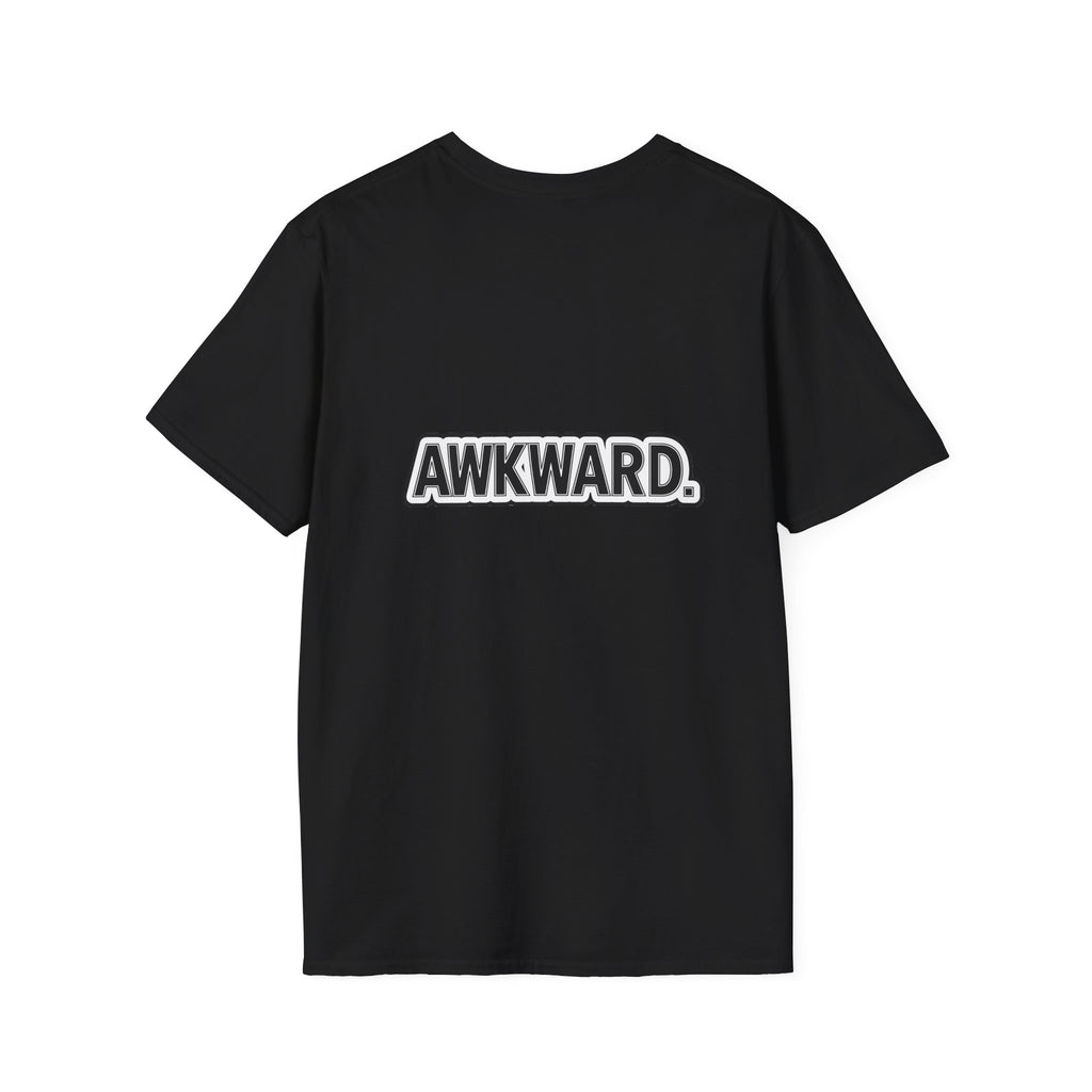 Sad Bandaged Dog Wheelchair T-Shirt — "AWKWARD." Grunge Anti‑Social Tee