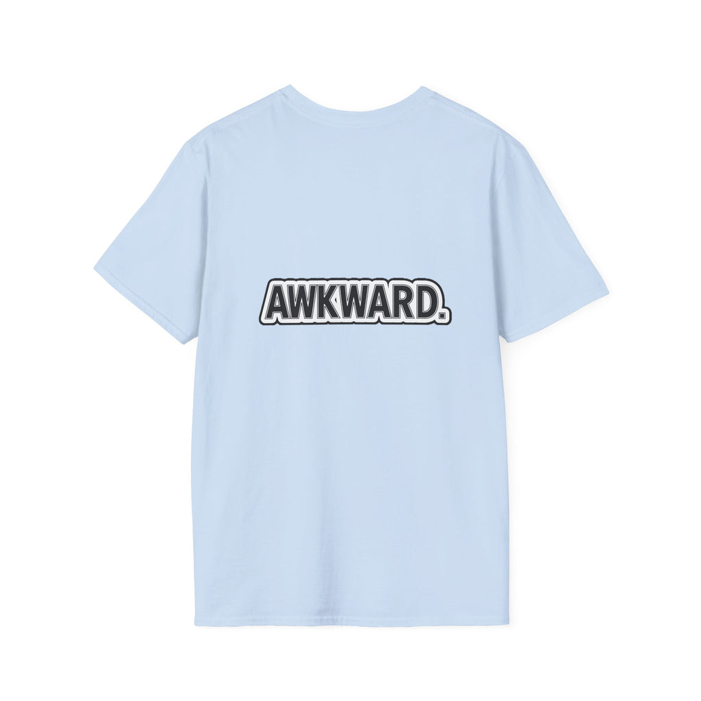 Sad Bandaged Dog Wheelchair T-Shirt — "AWKWARD." Grunge Anti‑Social Tee