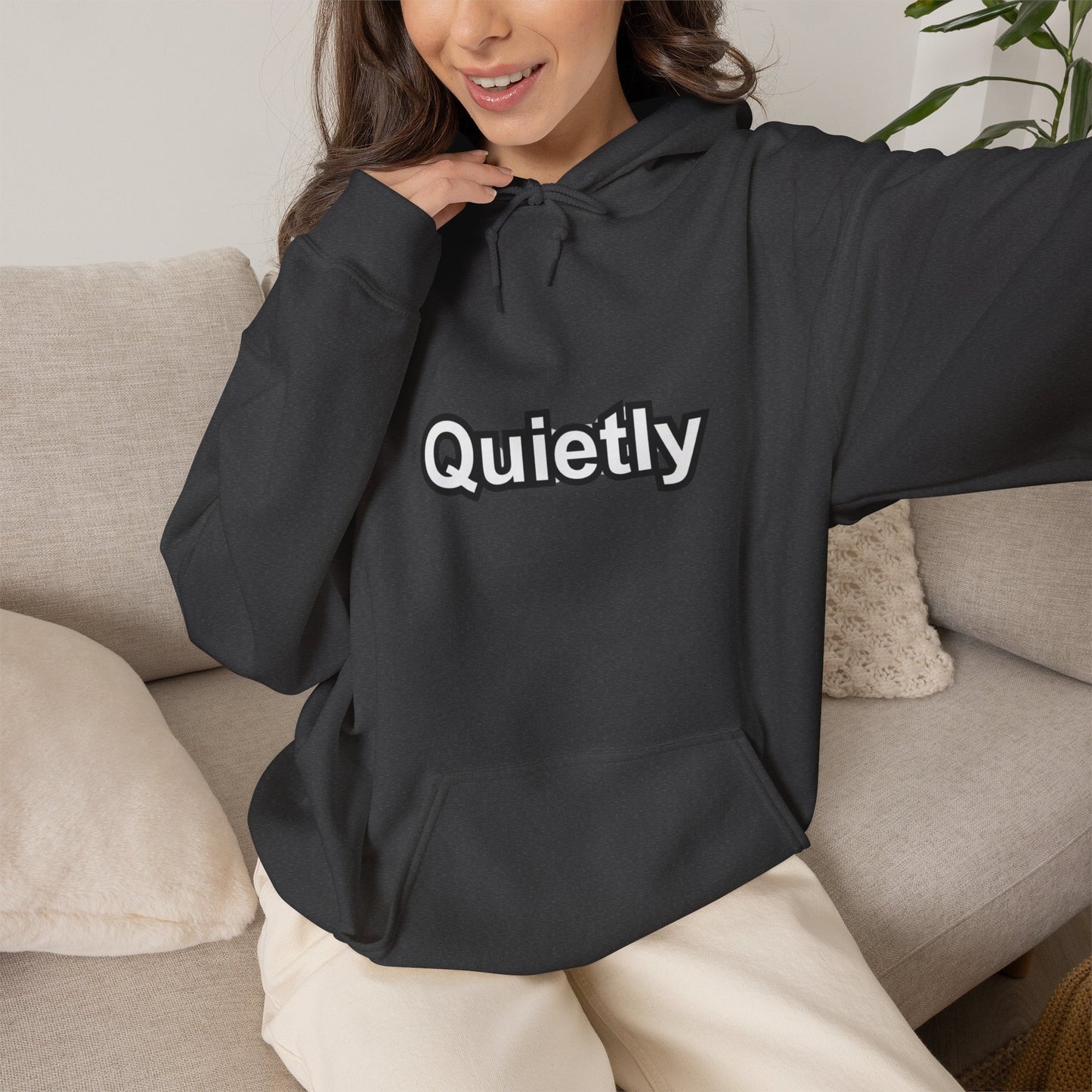 Quietly Overthinking Hoodie | Minimalist Abstract Streetwear | Gildan Heavy Blend
