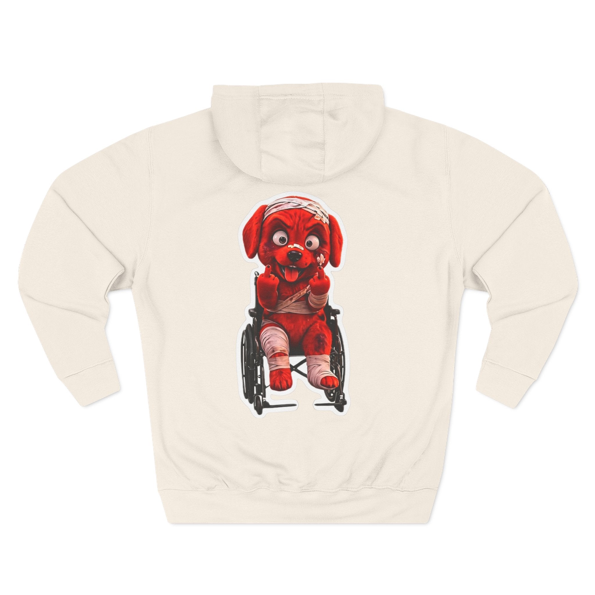 AWKWARD. Fleece Hoodie — Injured Dog Wheelchair 3D Streetwear