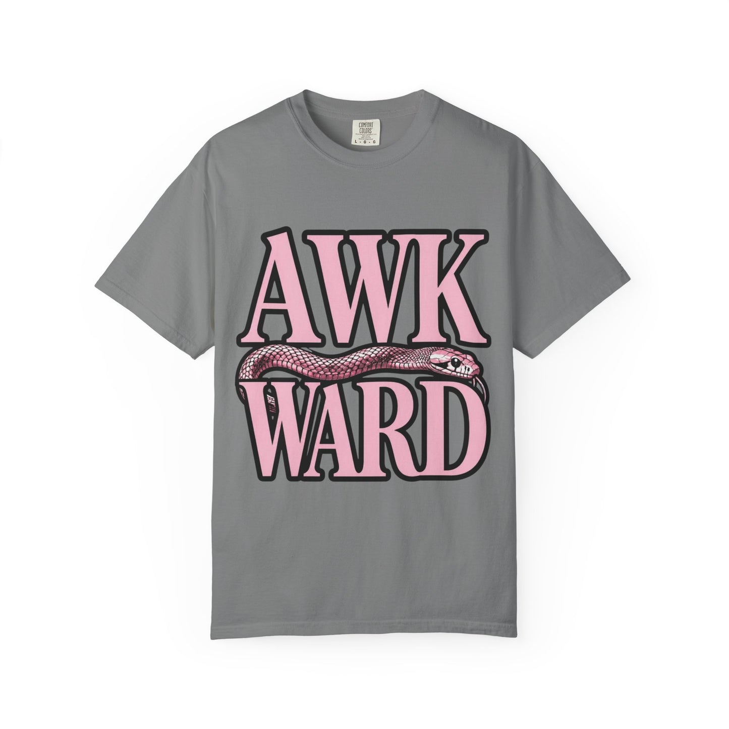 AWKWARD Snake Tee — Retro Pink Graphic T-Shirt for Her