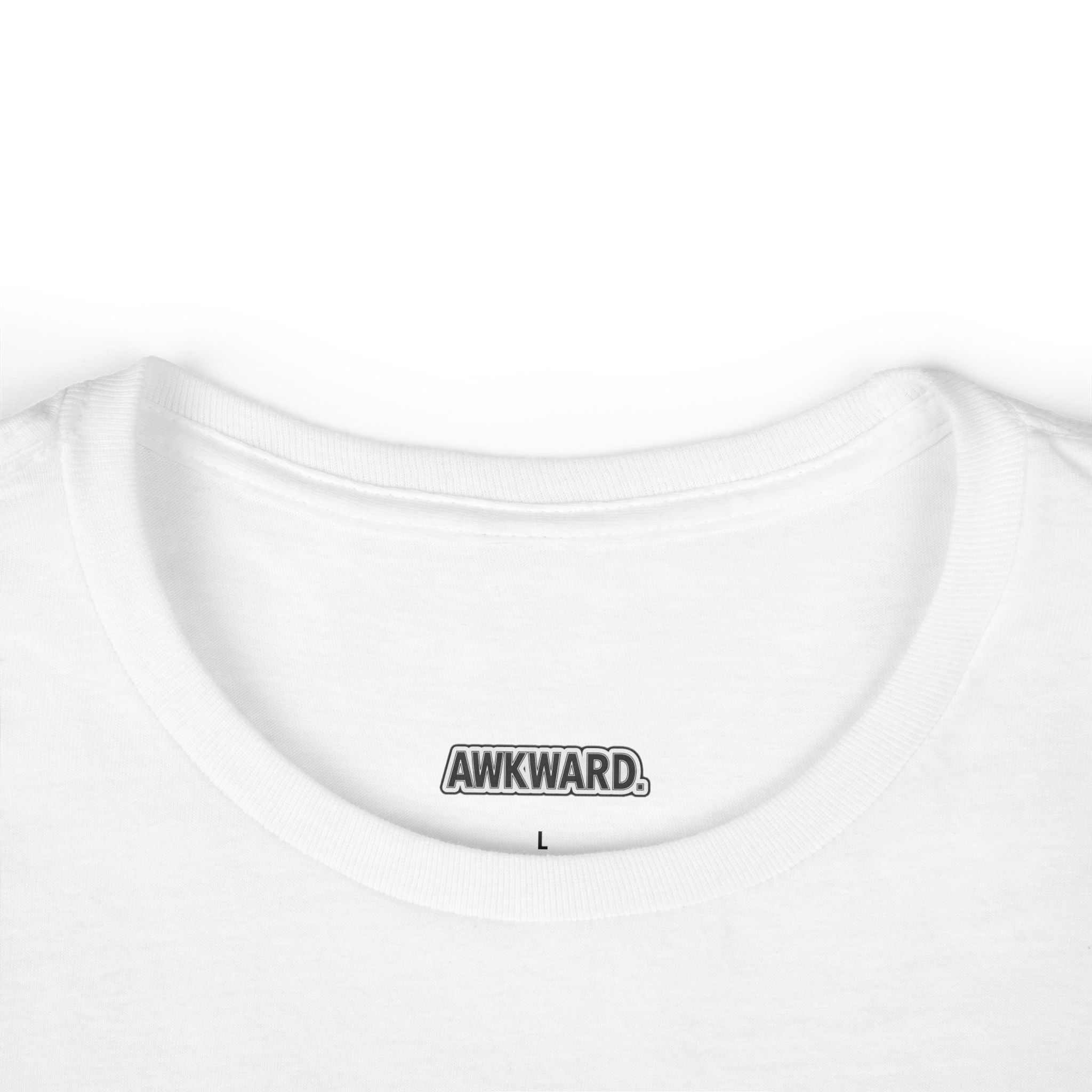 AWKWARD. Women's Softstyle Tee — Soft Feminine Fit with Dark-Humor Bandaged Dog Graphic